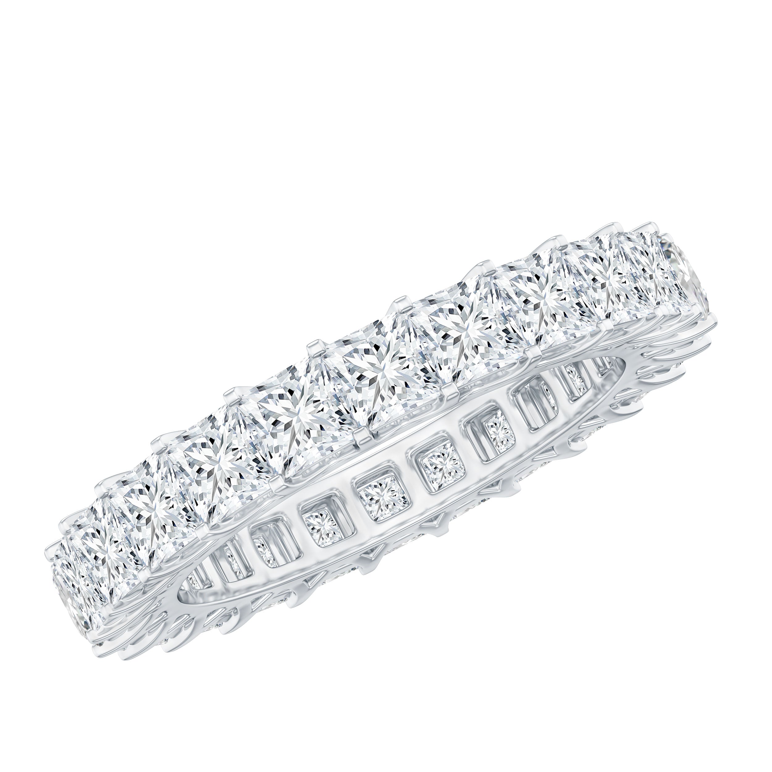 Princess Cut Moissanite Stackable Eternity Band Ring