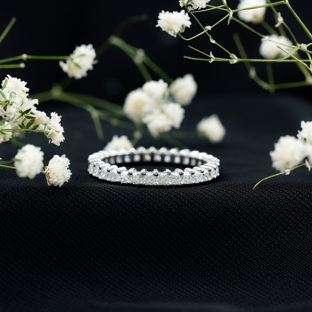 Princess Cut Moissanite Stackable Eternity Band Ring