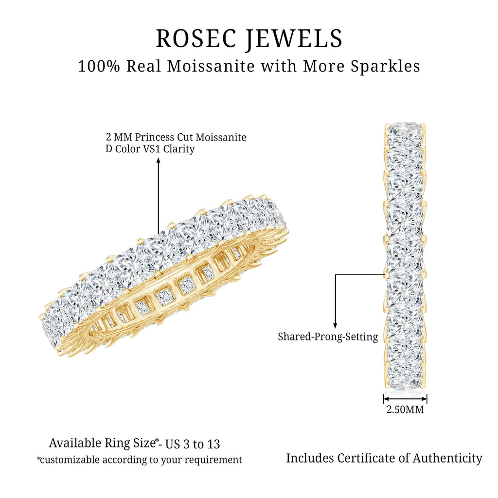 Princess Cut Moissanite Stackable Eternity Band Ring