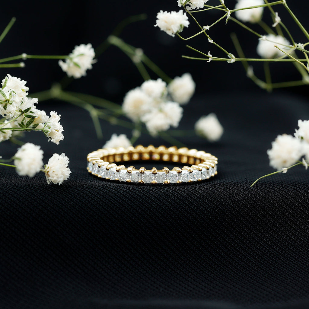 Princess Cut Moissanite Stackable Eternity Band Ring