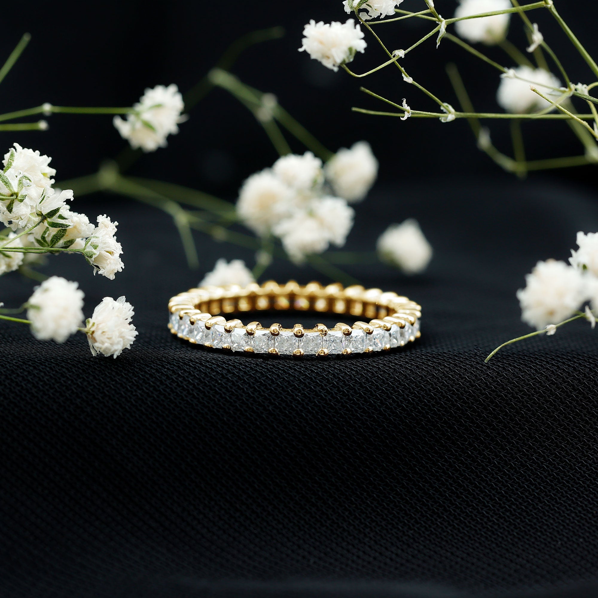 Princess Cut Moissanite Stackable Eternity Band Ring