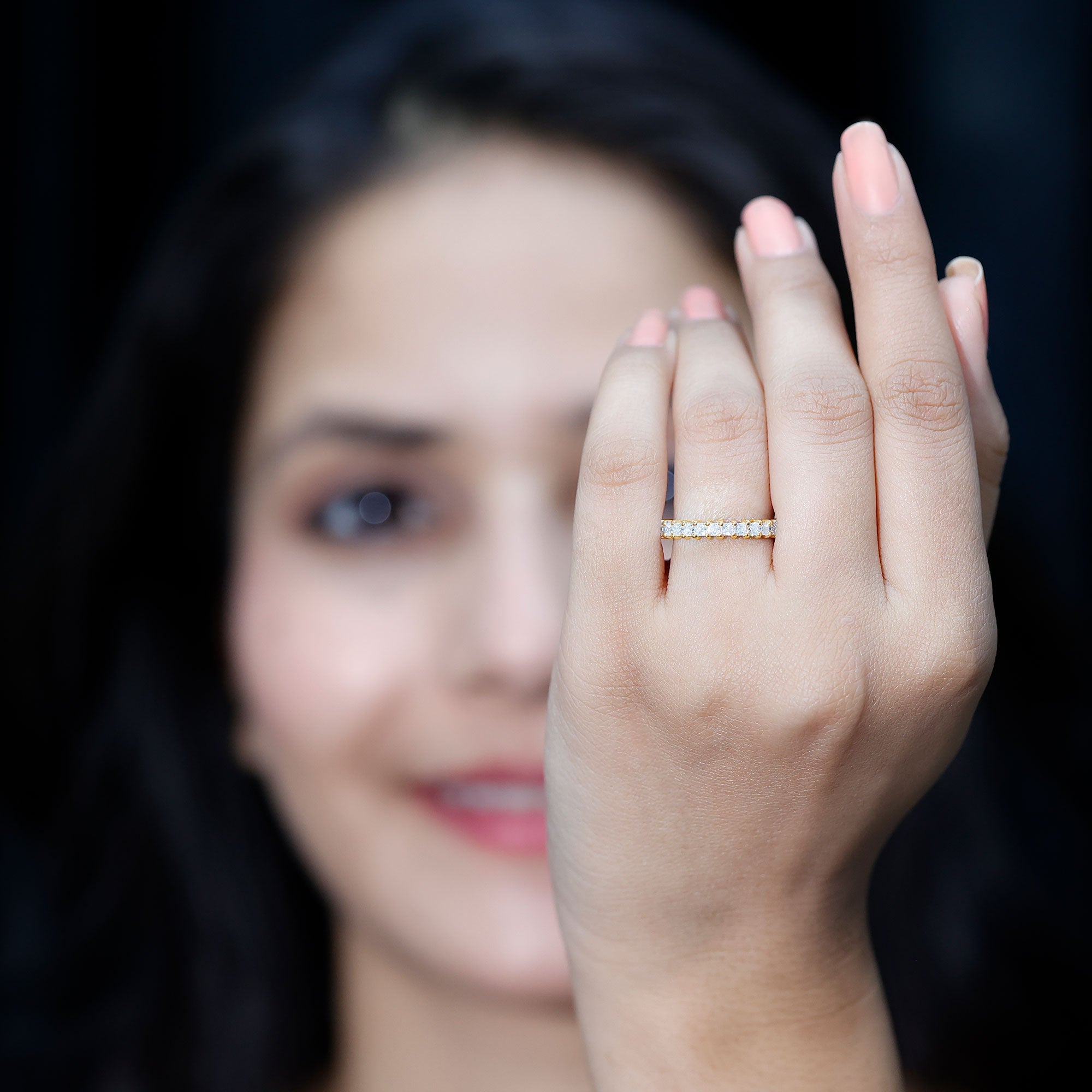 Princess Cut Moissanite Stackable Eternity Band Ring