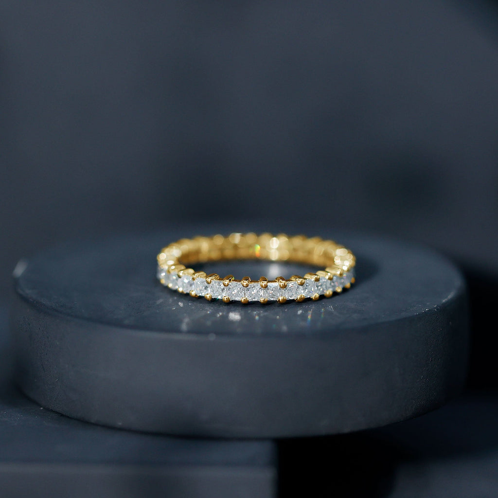Princess Cut Moissanite Stackable Eternity Band Ring