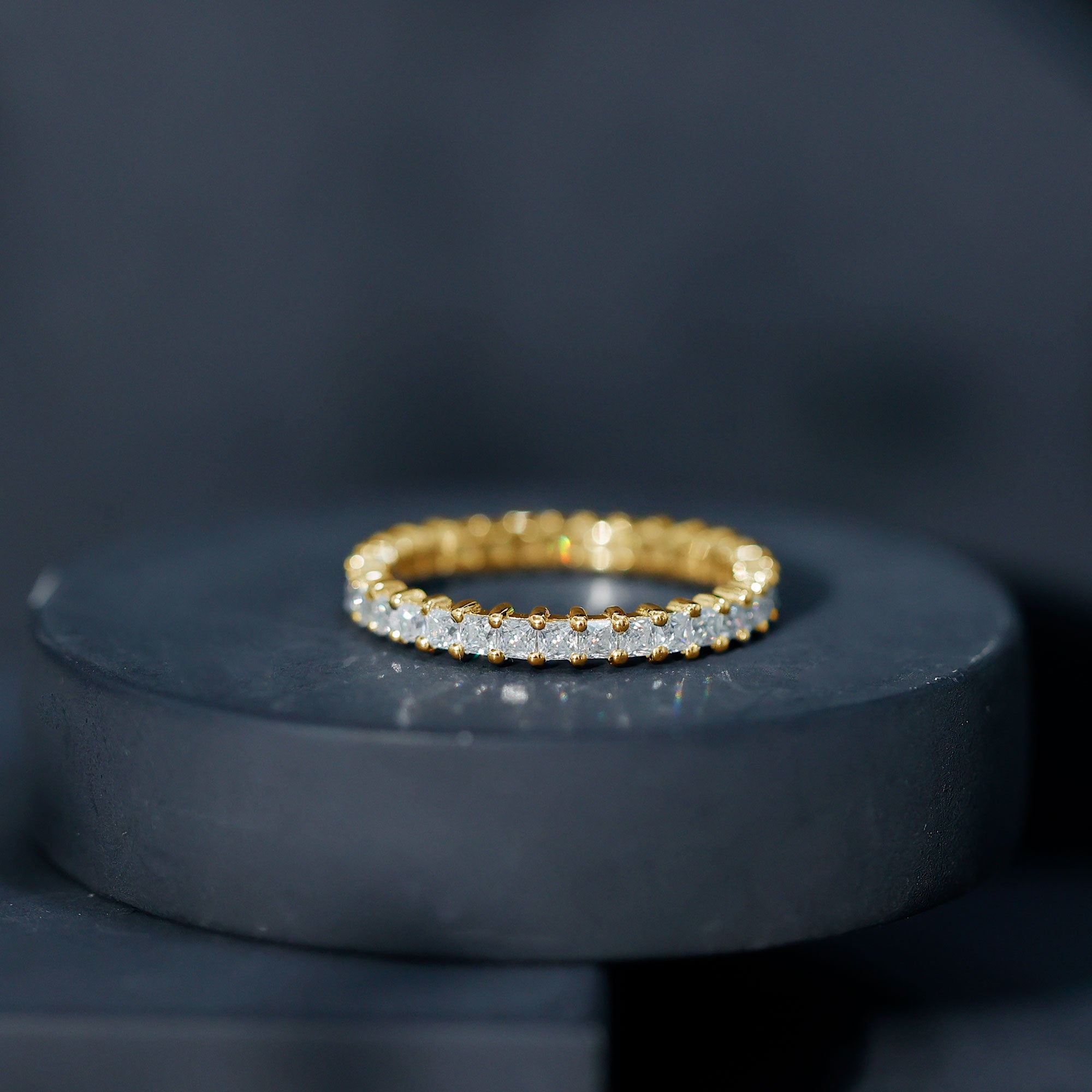 Princess Cut Moissanite Stackable Eternity Band Ring
