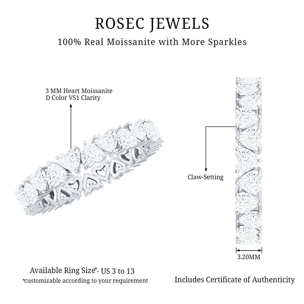 Claw Set Moissanite Heart Wedding Band for Women