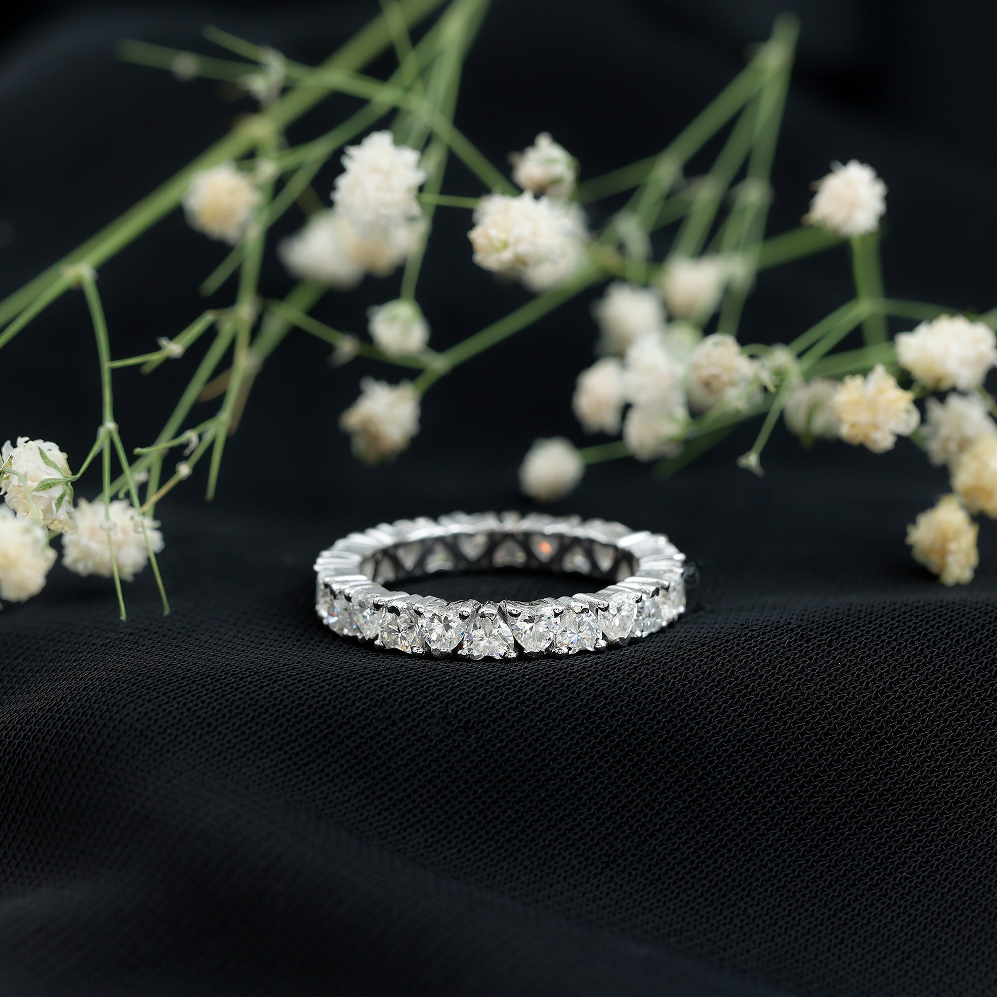 Claw Set Moissanite Heart Wedding Band for Women
