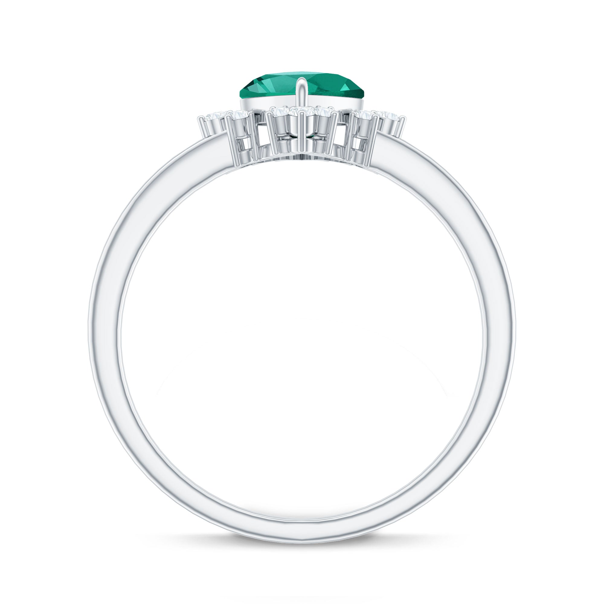Certified Lab Grown Emerald Heart Shaped Promise Ring with Diamond
