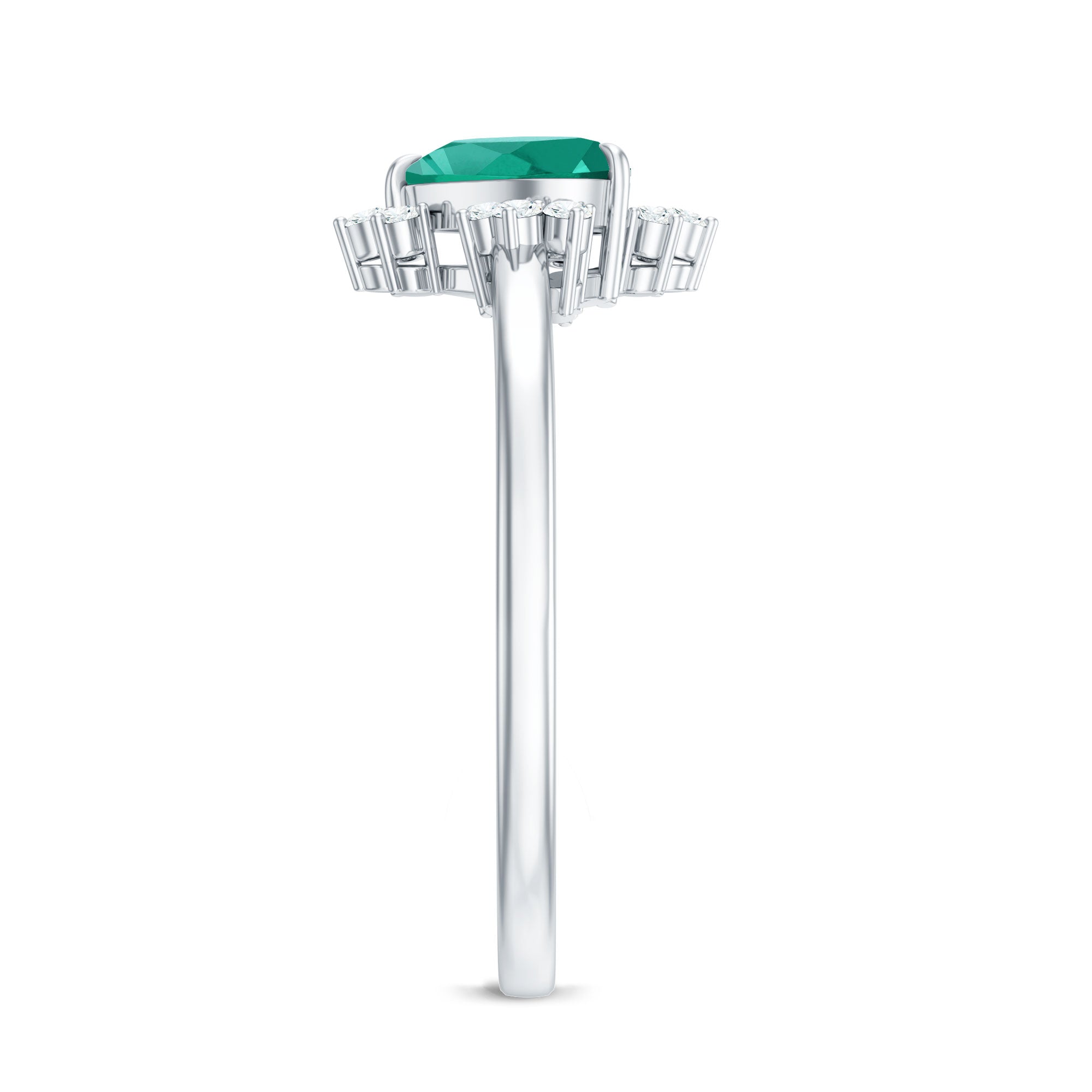 Certified Lab Grown Emerald Heart Shaped Promise Ring with Diamond