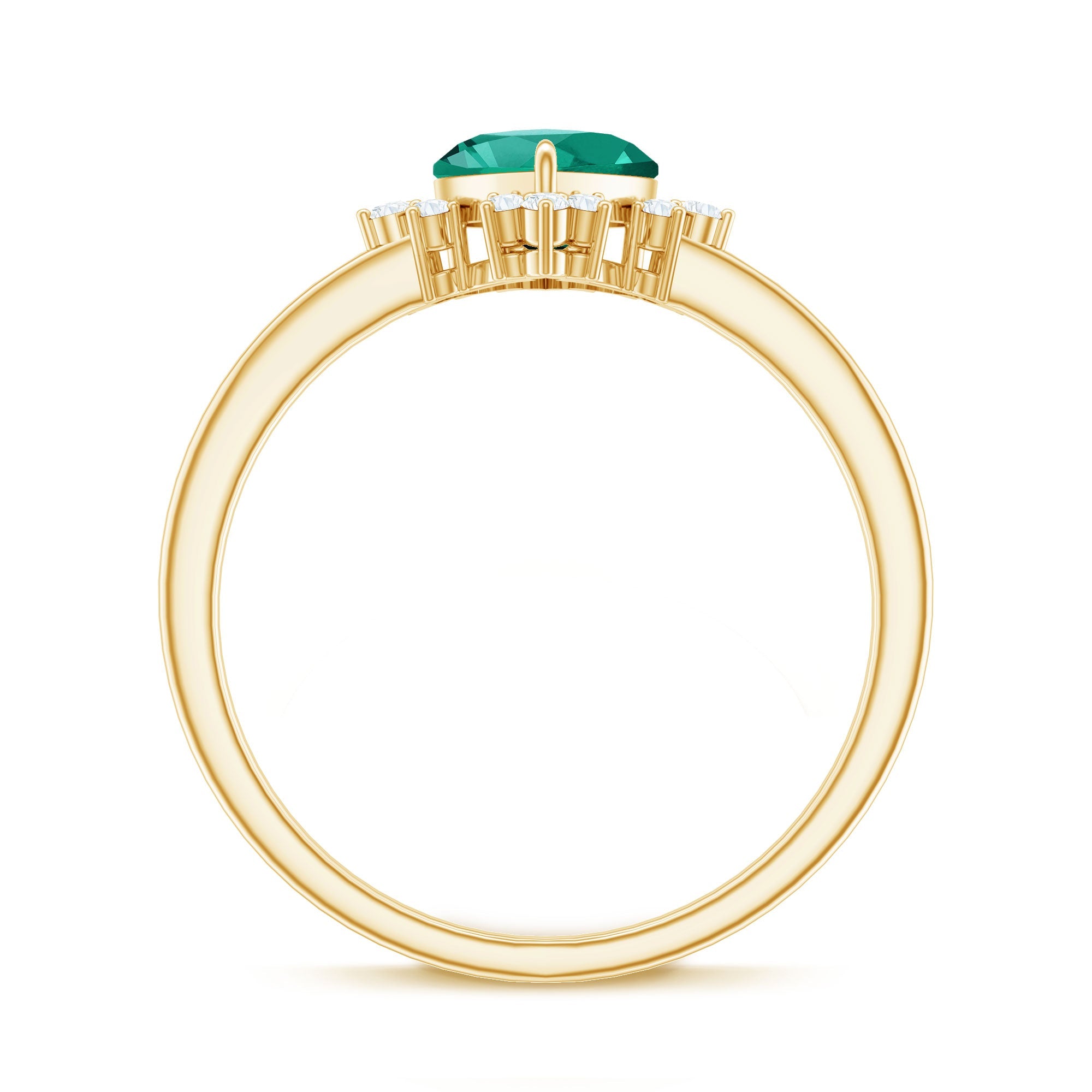 Certified Lab Grown Emerald Heart Shaped Promise Ring with Diamond