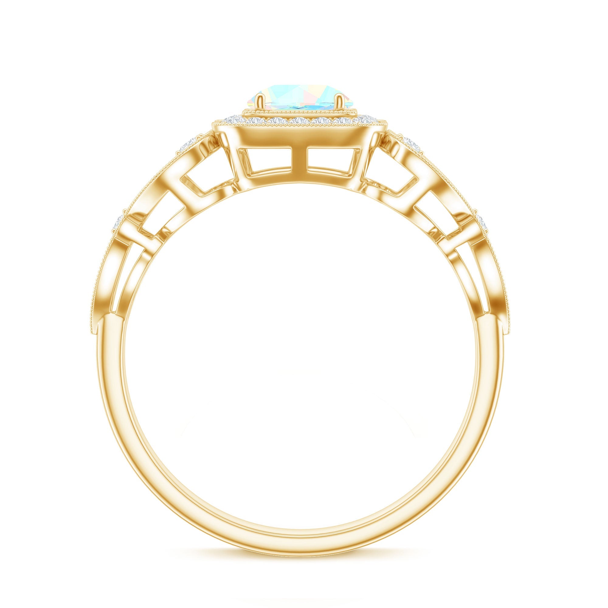Certified Real Ethiopian Opal Retro Engagement Ring with Diamond