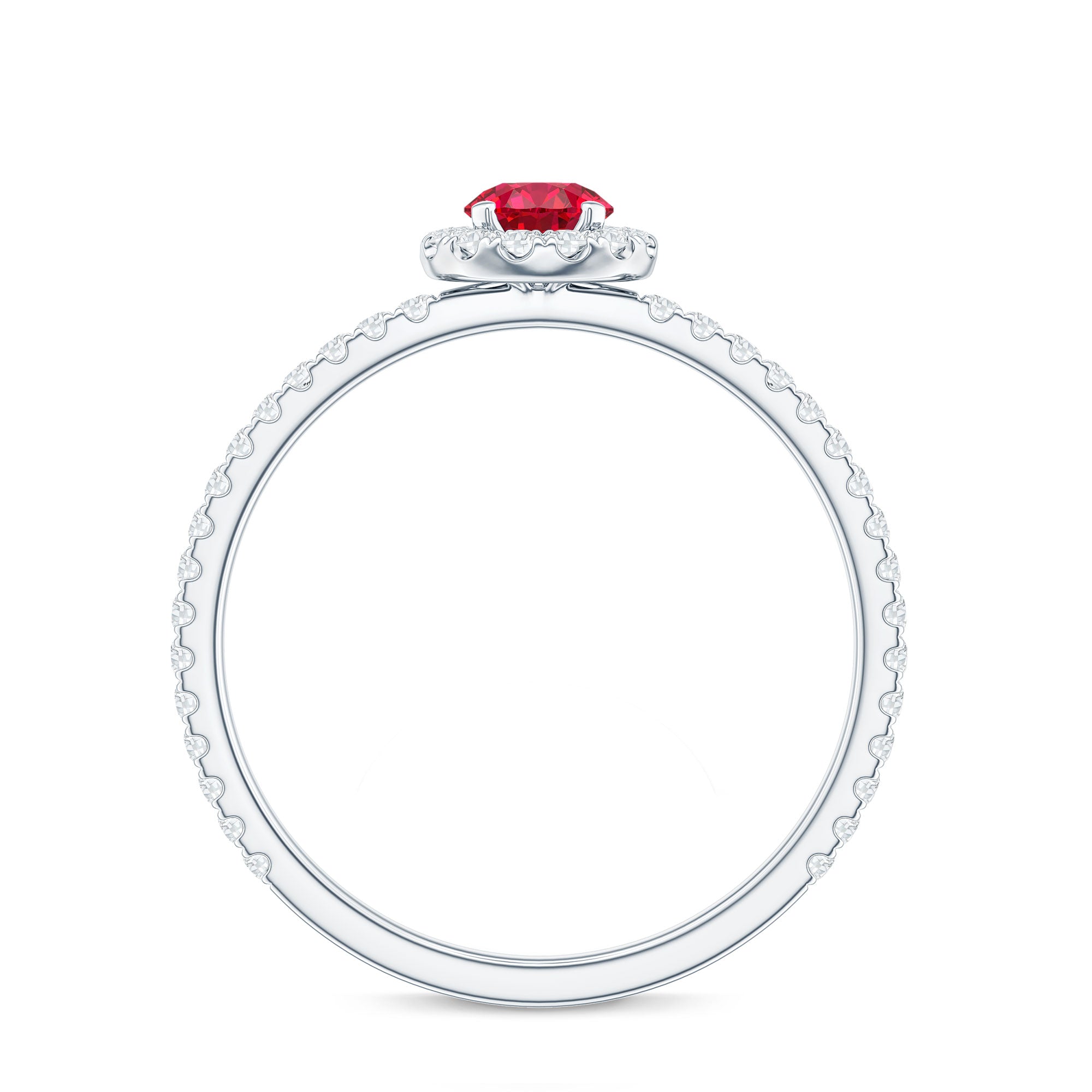Certified Lab Grown Ruby and Diamond Halo Engagement Ring