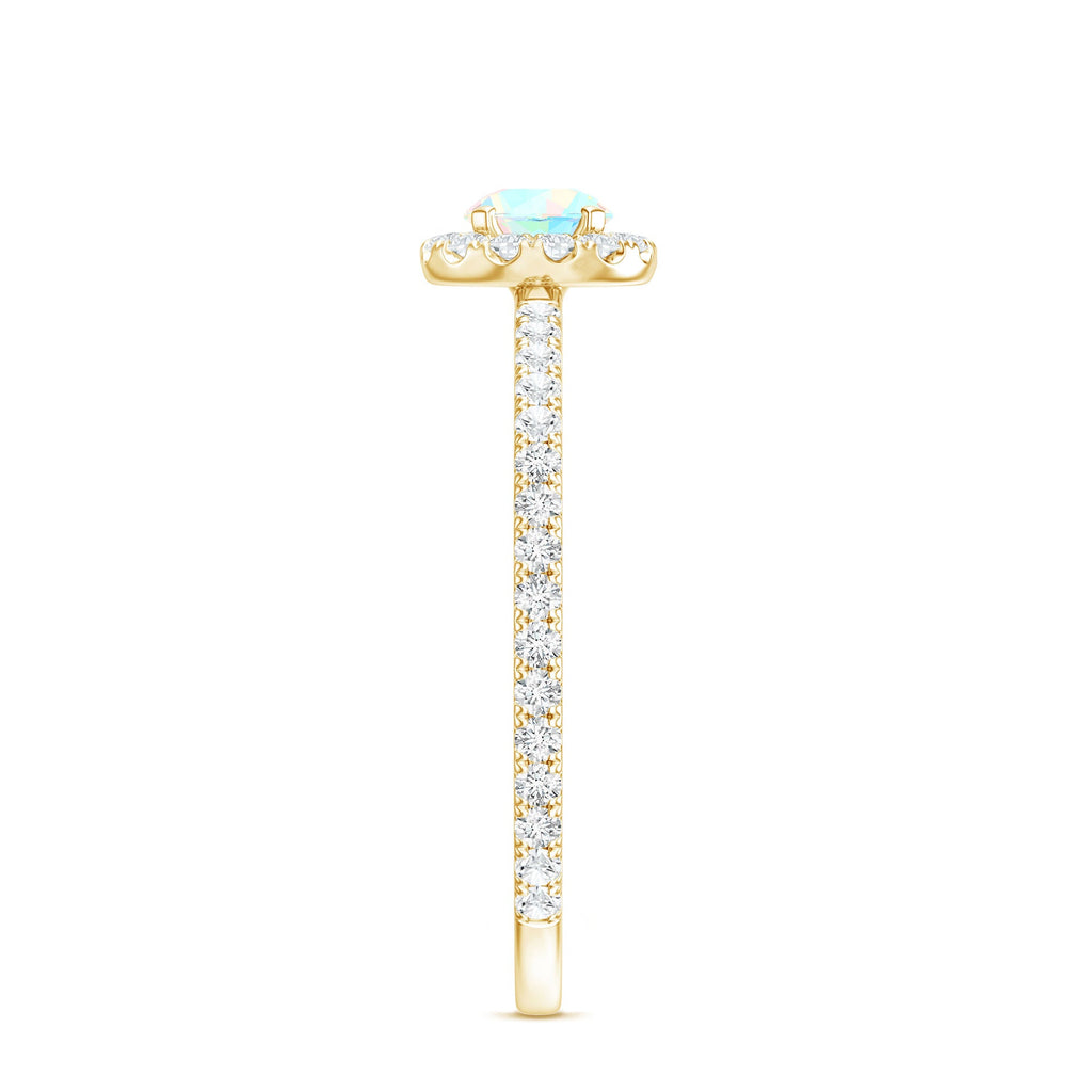 Natural Opalescent Promise Engagement Ring with Diamond Halo