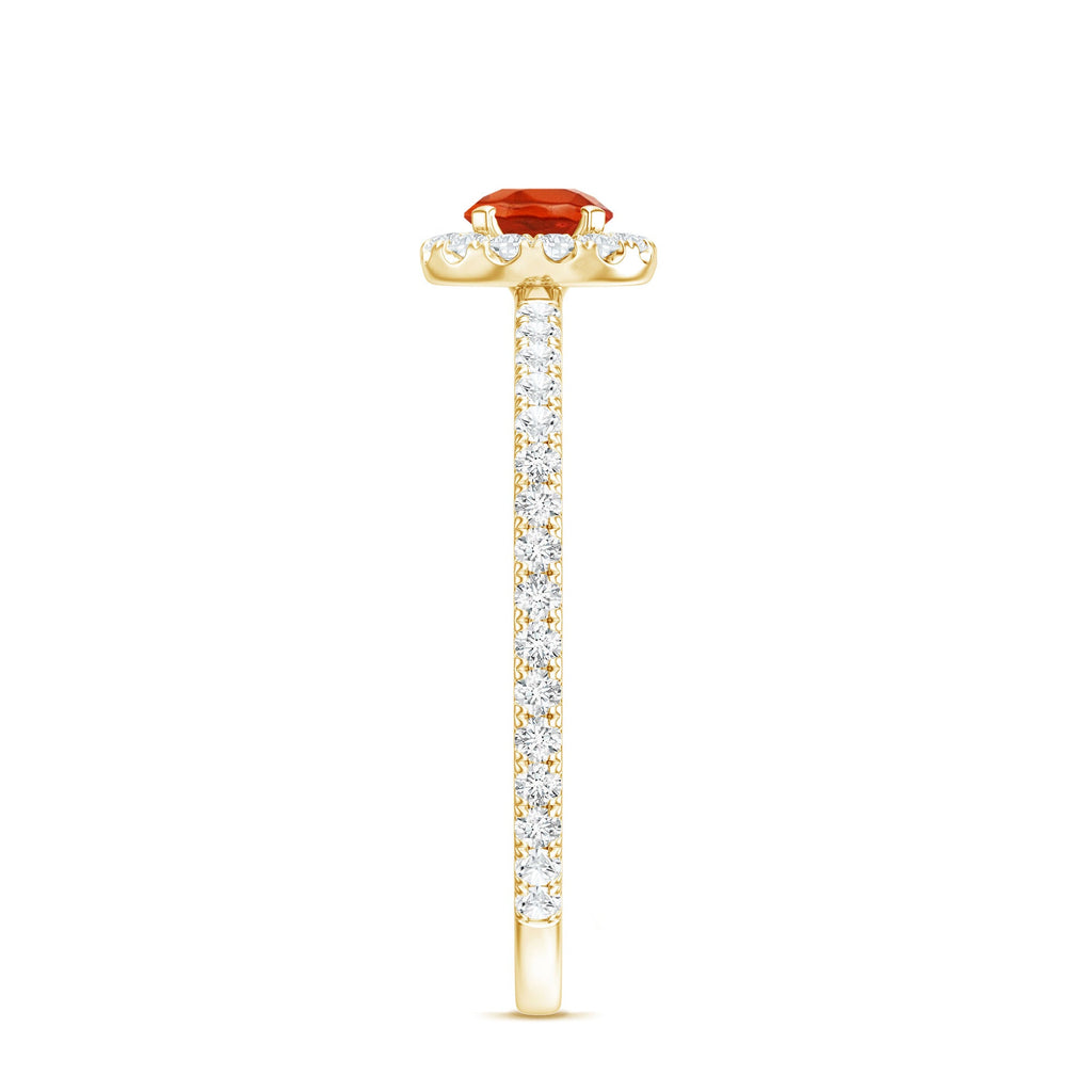 Round Fire Opal Minimal Engagement Ring with Diamond