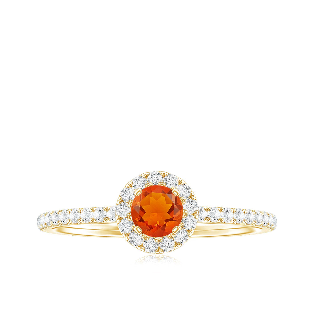 Round Fire Opal Minimal Engagement Ring with Diamond