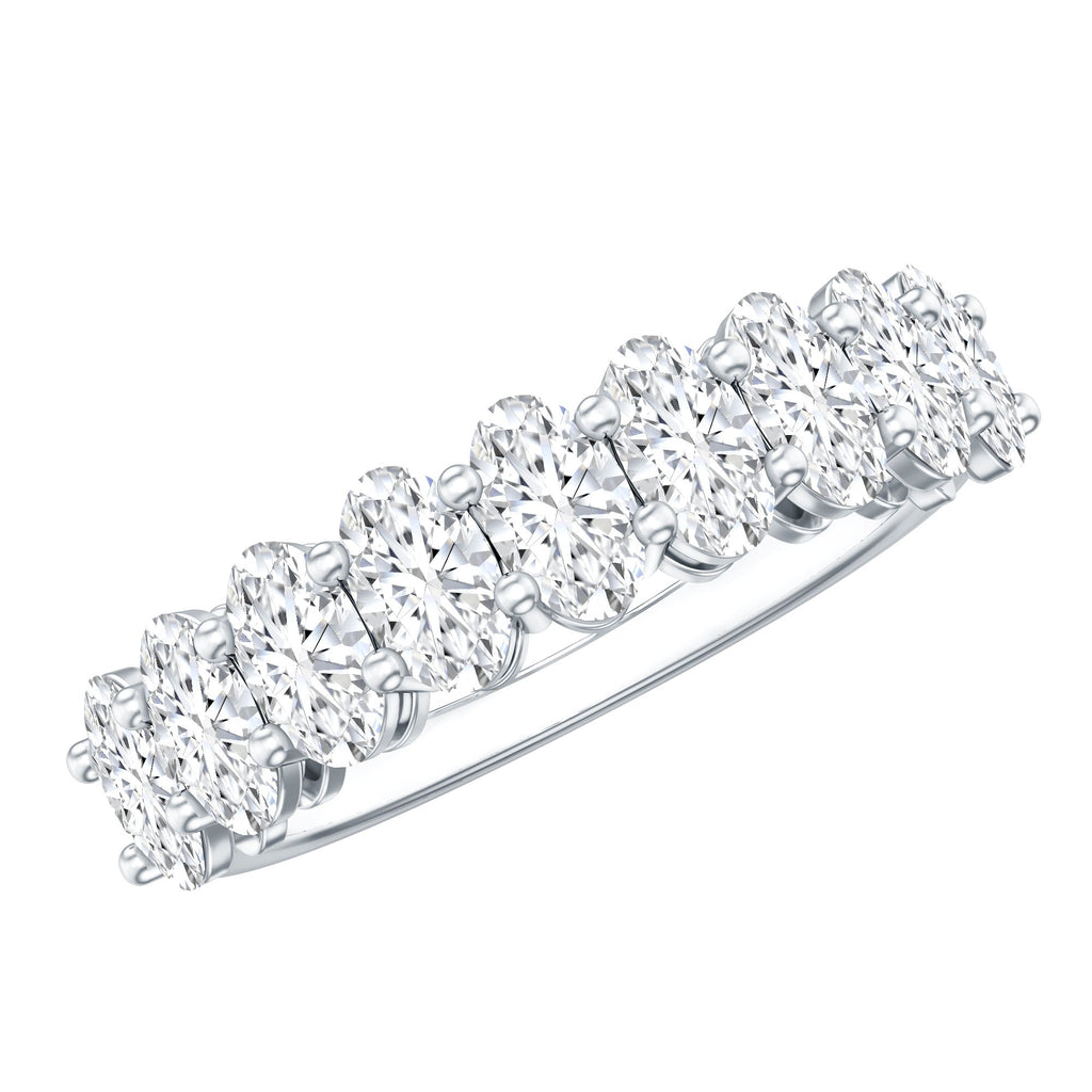 Oval Moissanite Half Eternity Wedding Band Ring