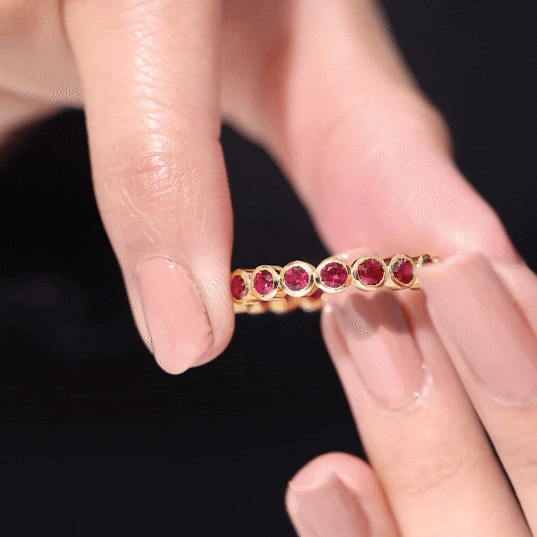 Bezel Set Round Shape Lab Created Ruby Eternity Ring