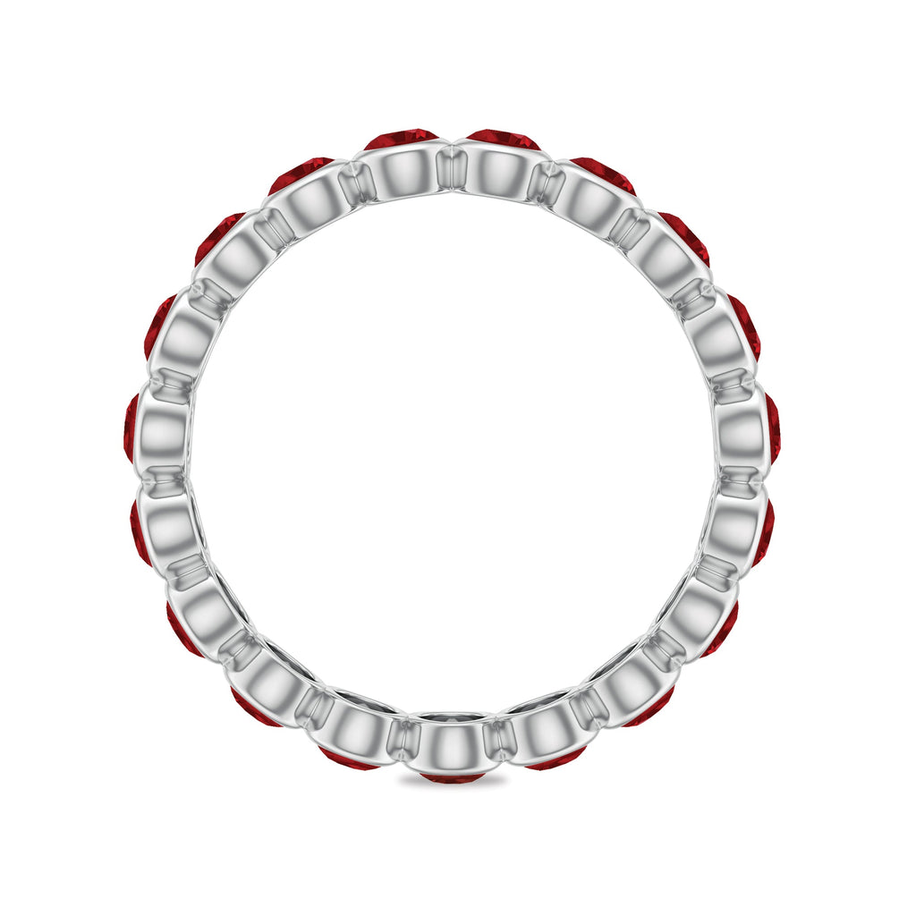 Bezel Set Round Shape Lab Created Ruby Eternity Ring