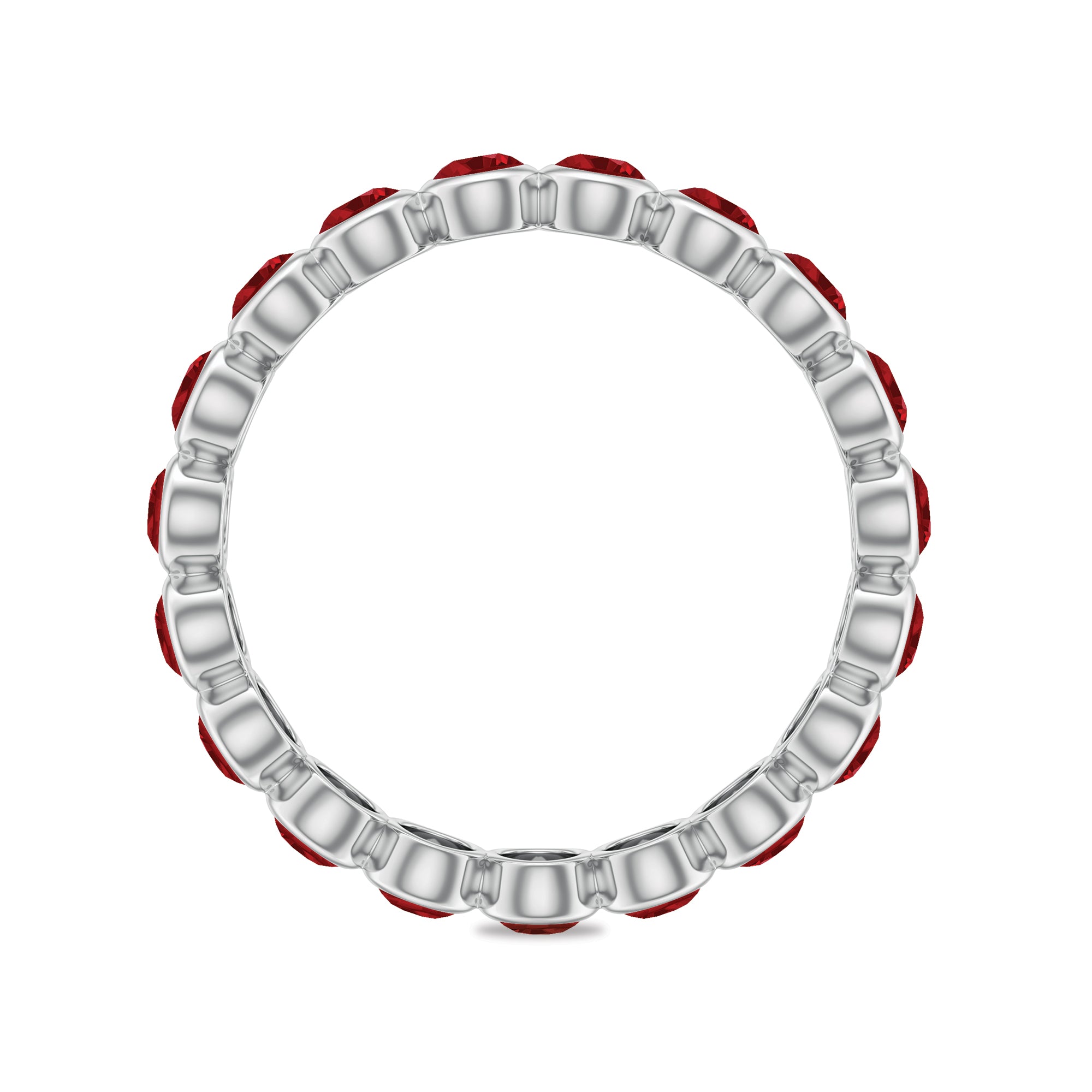 Bezel Set Round Shape Lab Created Ruby Eternity Ring