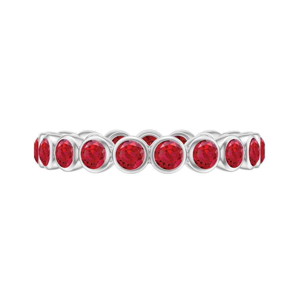 Bezel Set Round Shape Lab Created Ruby Eternity Ring