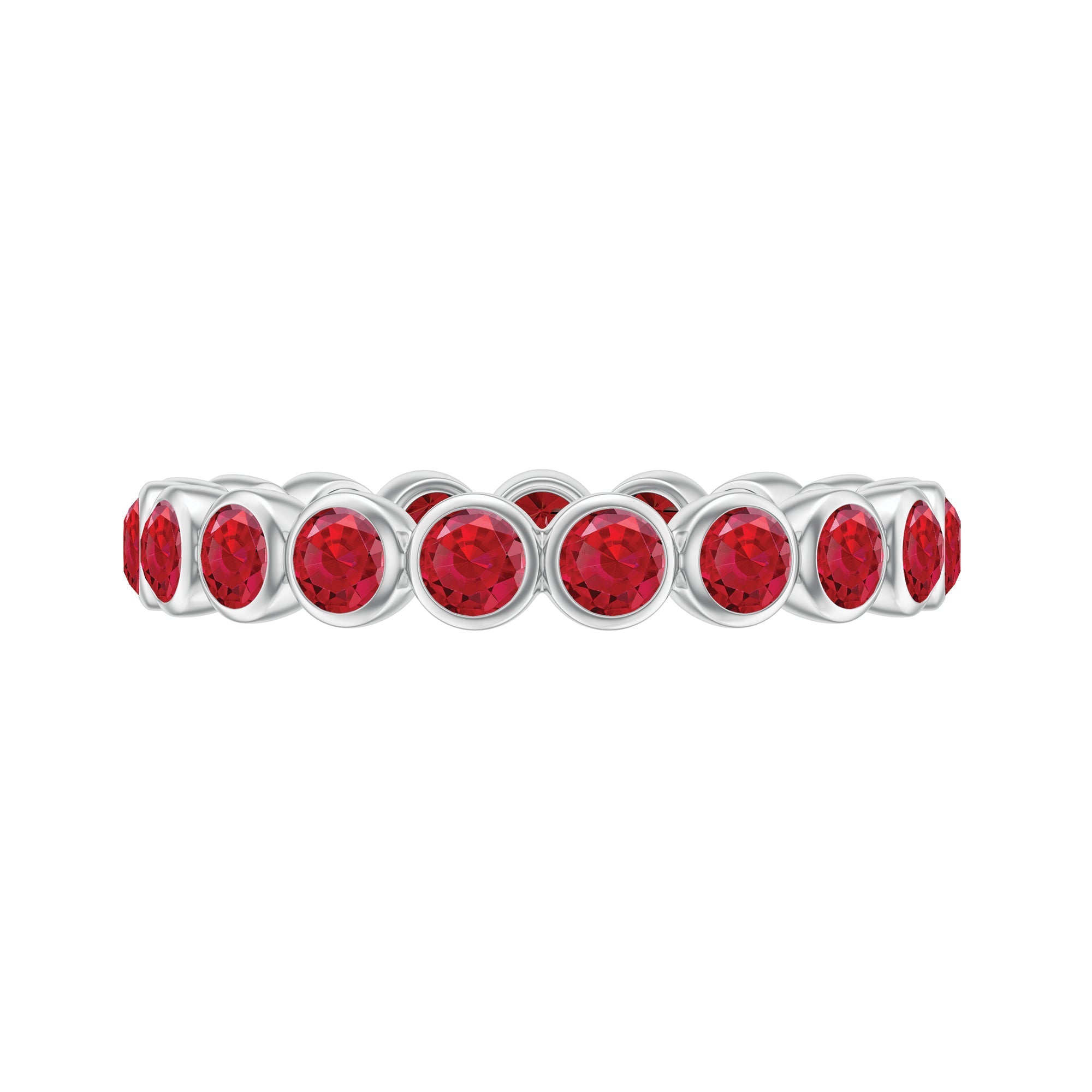 Bezel Set Round Shape Lab Created Ruby Eternity Ring