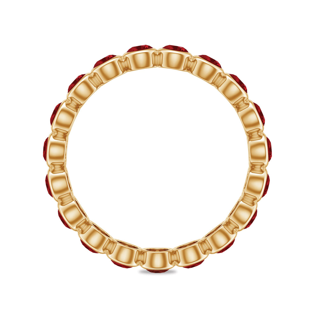 Bezel Set Round Shape Lab Created Ruby Eternity Ring