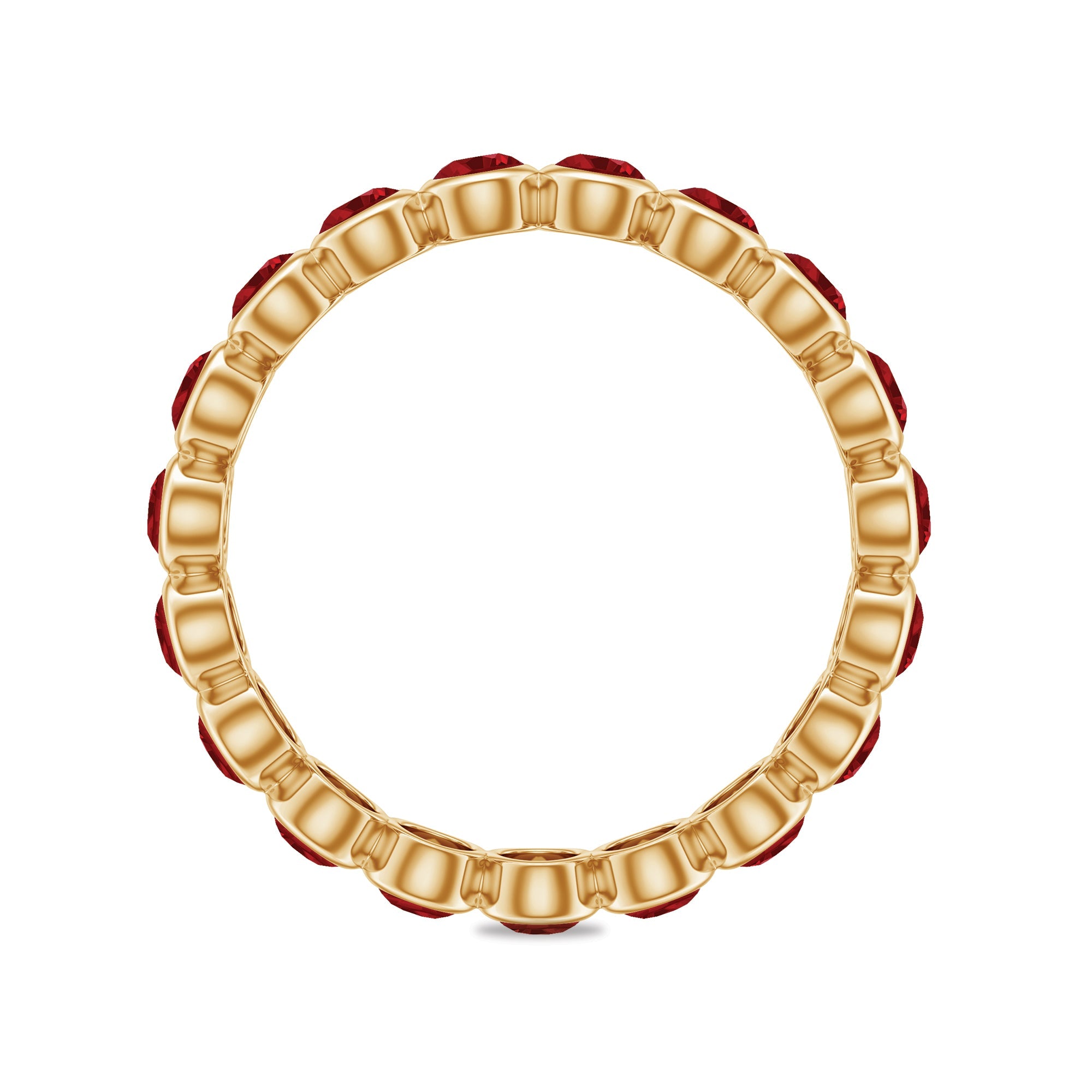 Bezel Set Round Shape Lab Created Ruby Eternity Ring