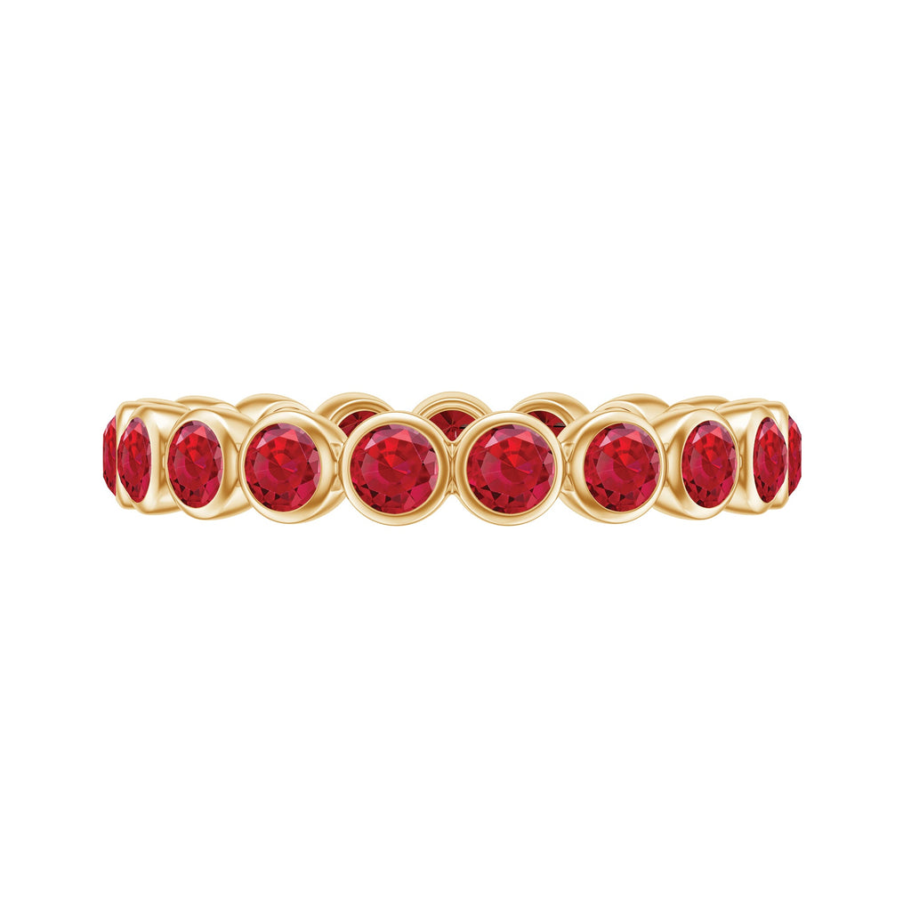 Bezel Set Round Shape Lab Created Ruby Eternity Ring