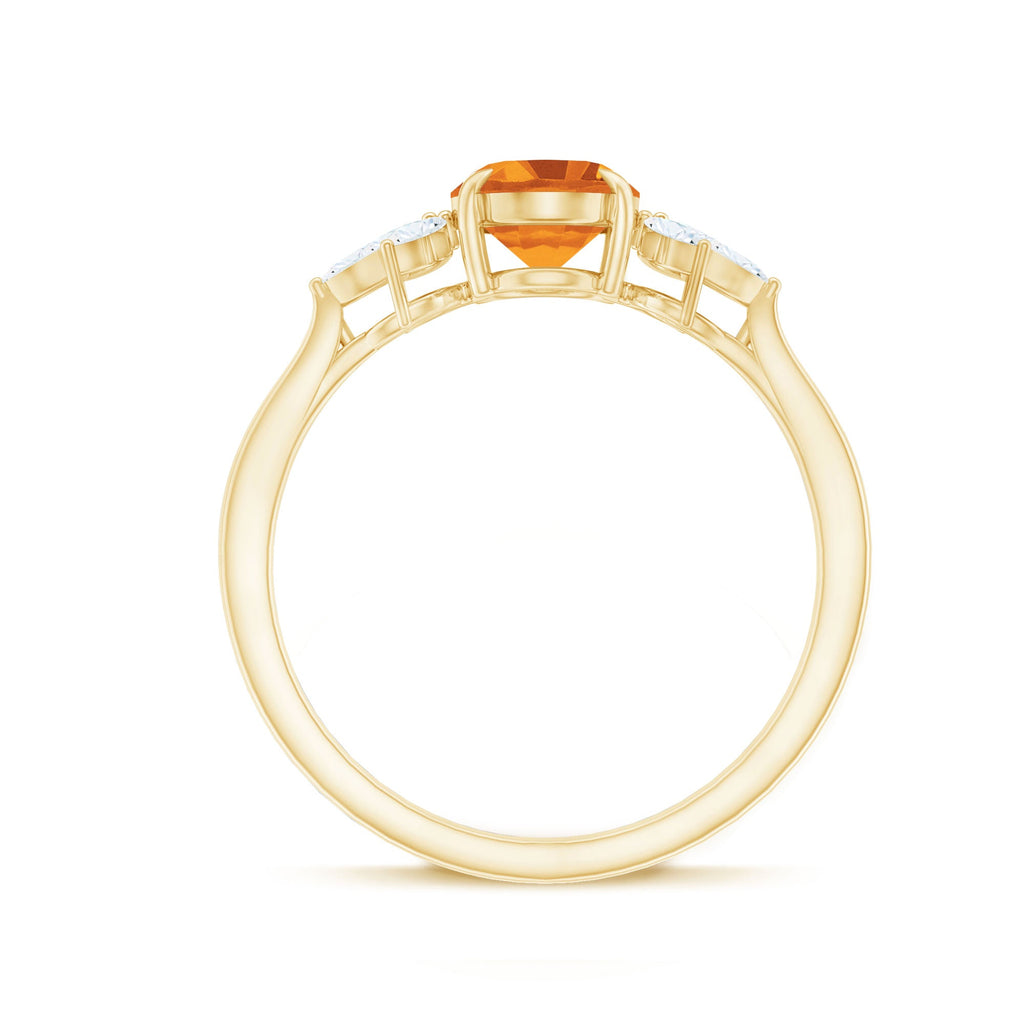 Certified Real 1 Carat Citrine Oval Engagement Ring with Diamond Trio