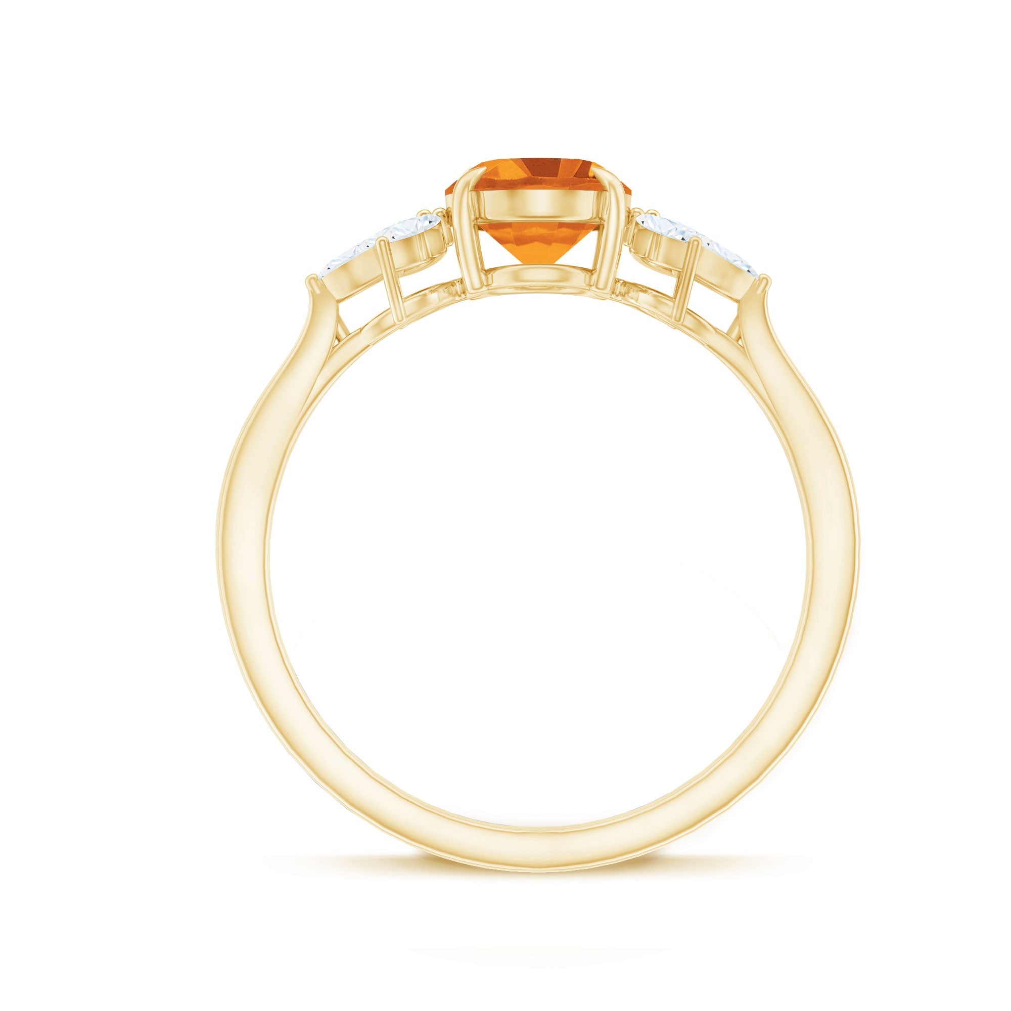 Certified Real 1 Carat Citrine Oval Engagement Ring with Diamond Trio