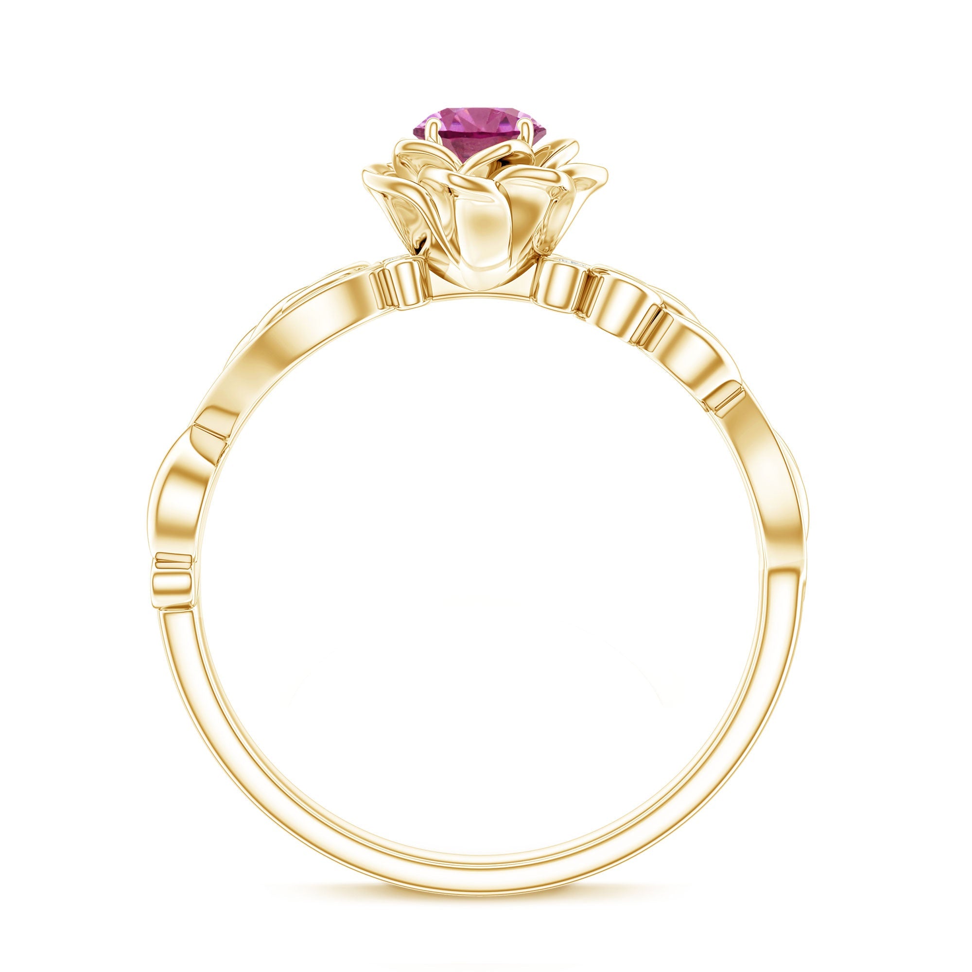 Nature Inspired Pink Tourmaline and Diamond Engagement Ring
