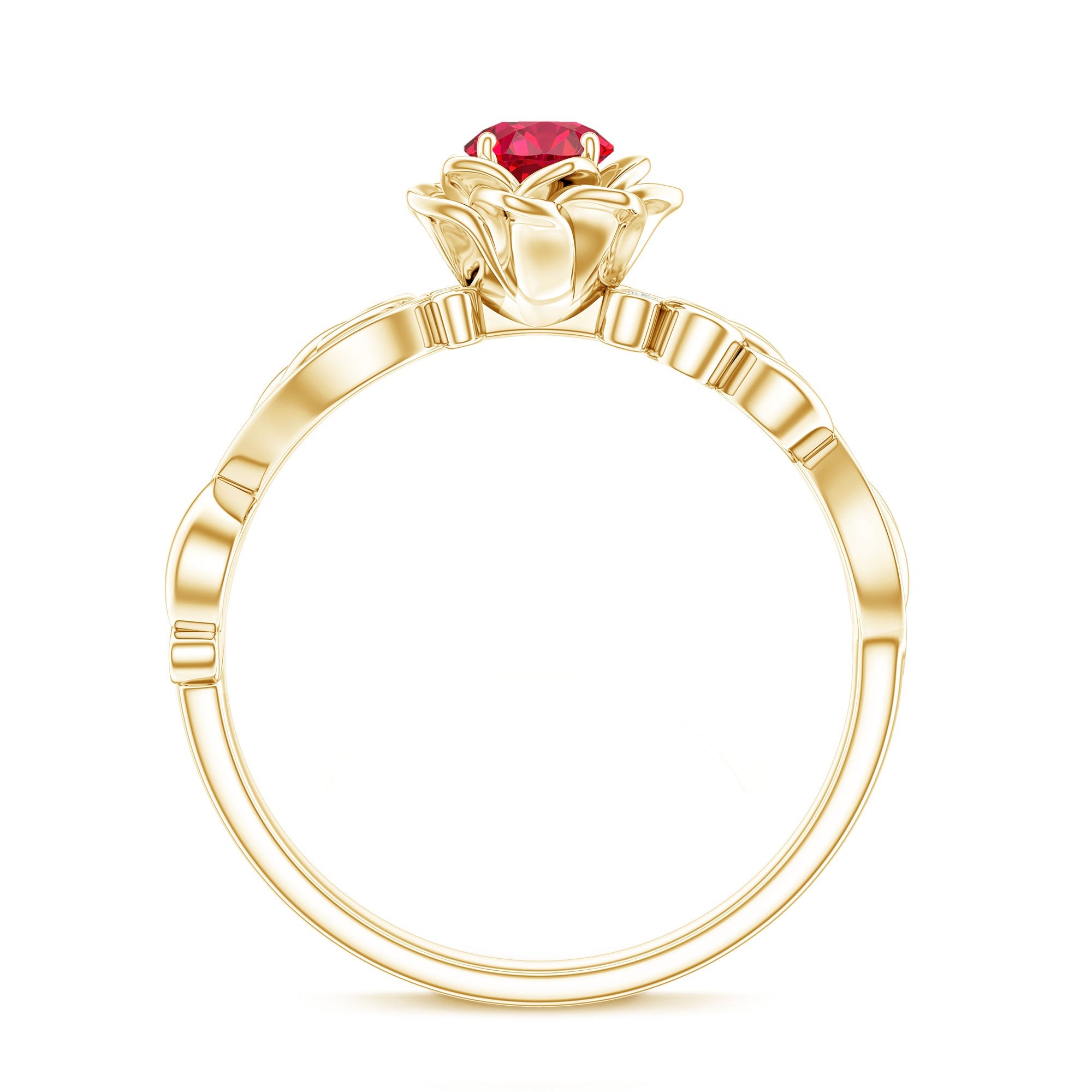 Nature Inspired Engagement Ring with Lab Ruby and Diamonds