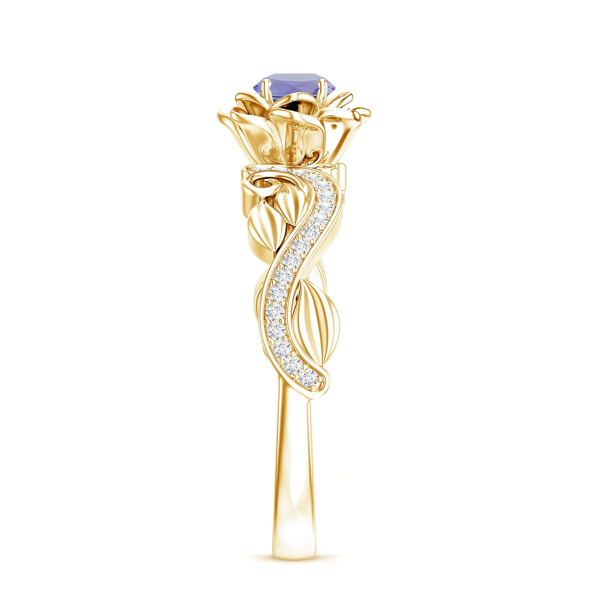 Nature Inspired Tanzanite Engagement Ring with Diamond