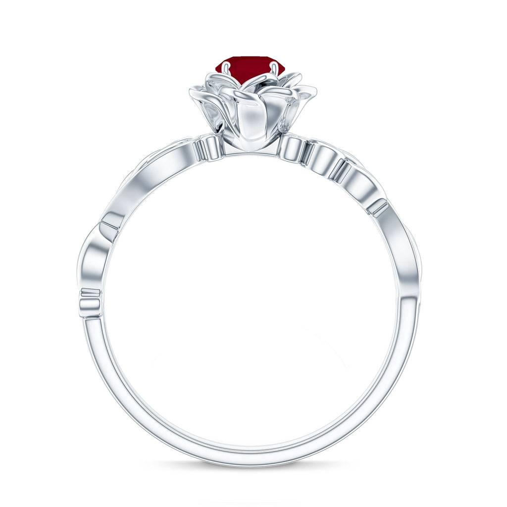 Nature Inspired 0.6 Carat Ruby Diamond Engagement Ring for Women