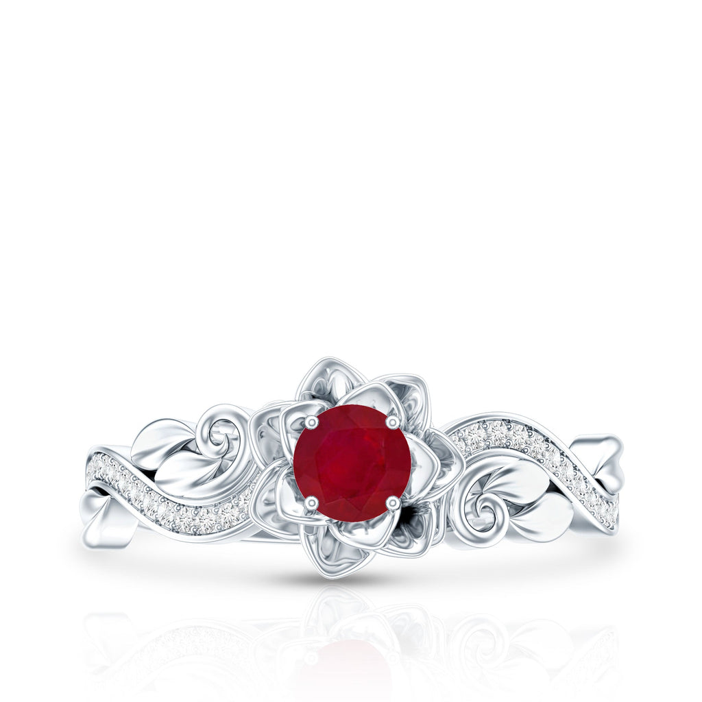 Nature Inspired 0.6 Carat Ruby Diamond Engagement Ring for Women