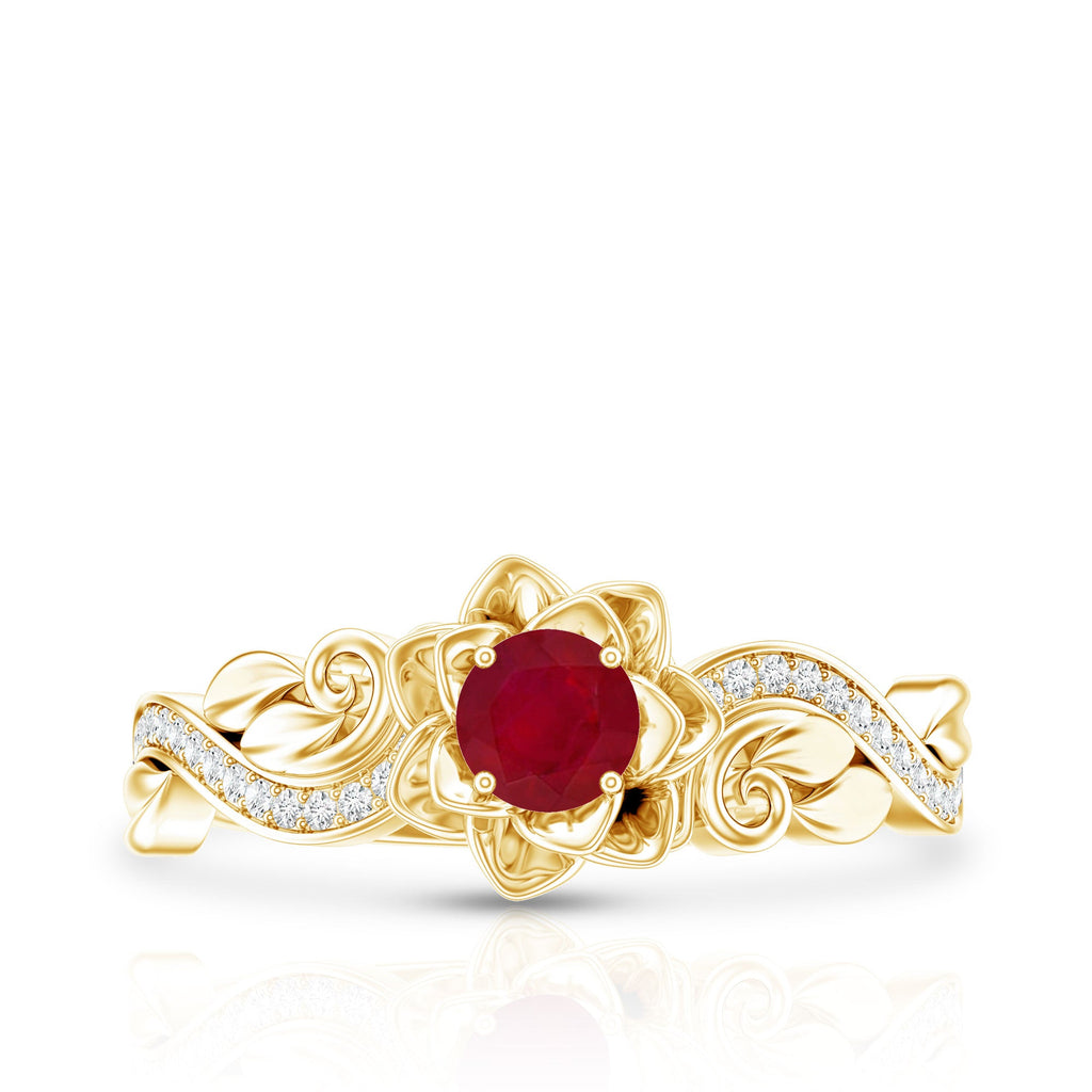 Nature Inspired 0.6 Carat Ruby Diamond Engagement Ring for Women