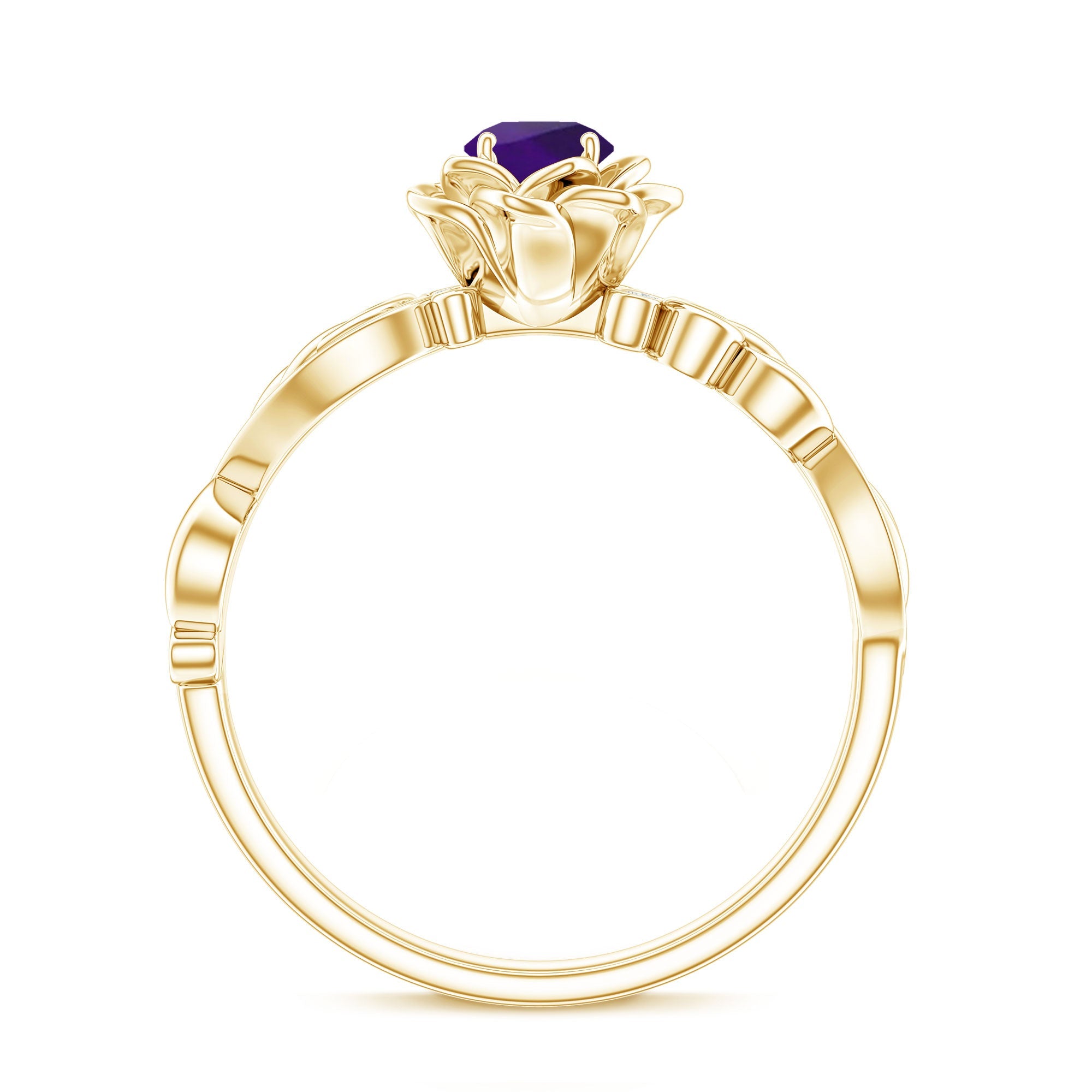 Real Amethyst Nature Inspired Engagement Ring With Diamond