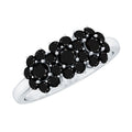 Certified Black Onyx Flower Engagement Ring