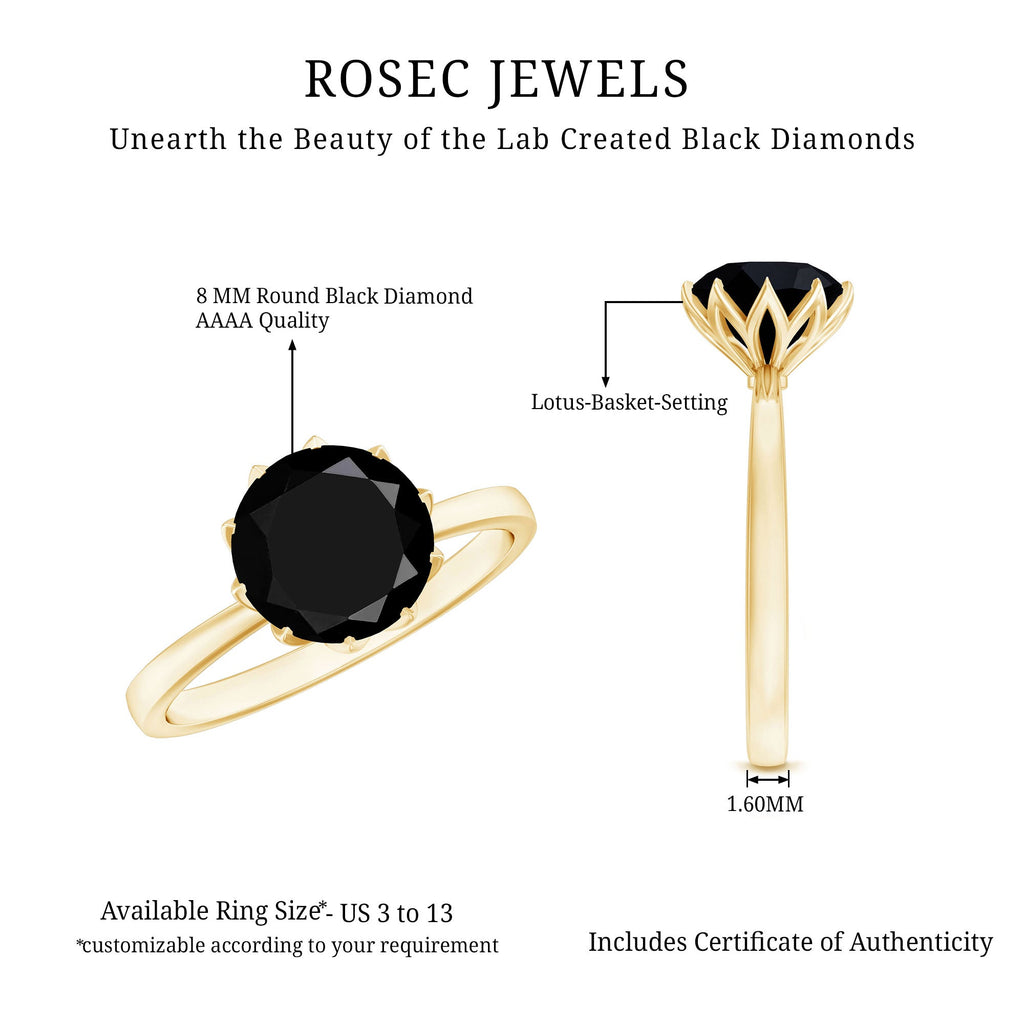 Certified 2 Carat Lab Grown Black Diamond Solitaire Engagement Ring