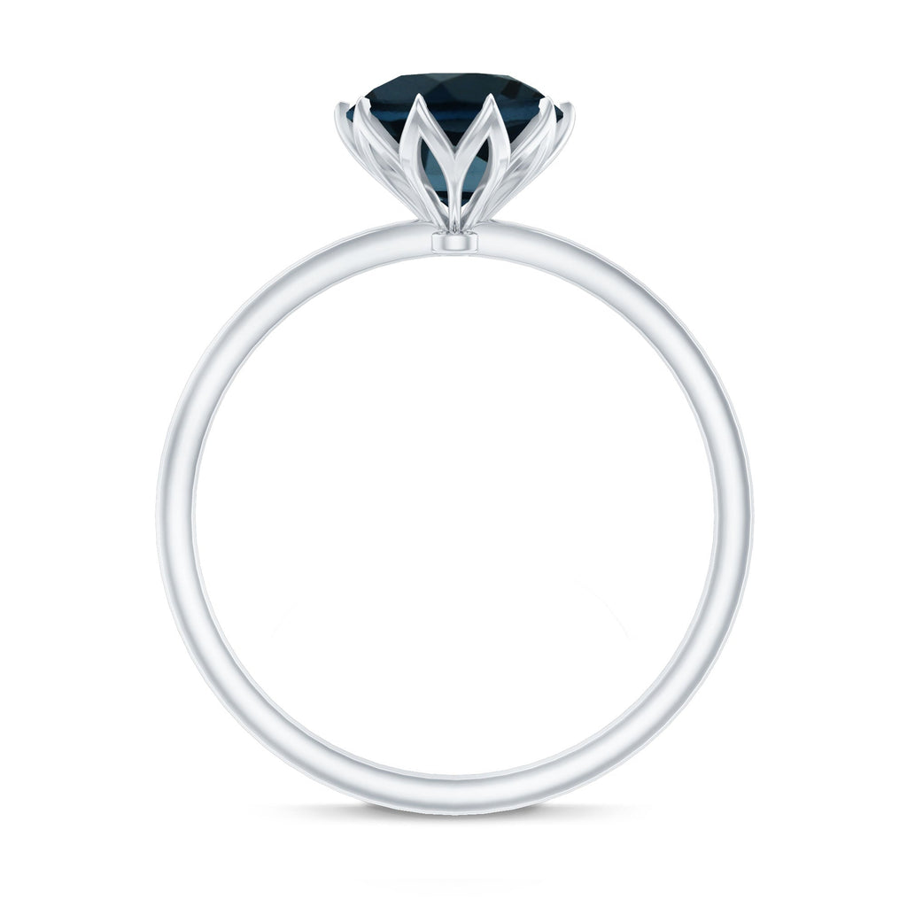 Lotus Basket Set Solitaire London Blue Topaz Engagement Ring