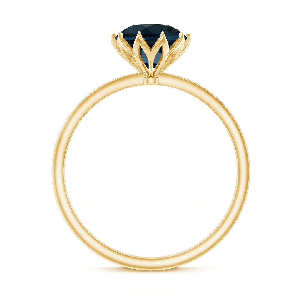 Lotus Basket Set Solitaire London Blue Topaz Engagement Ring