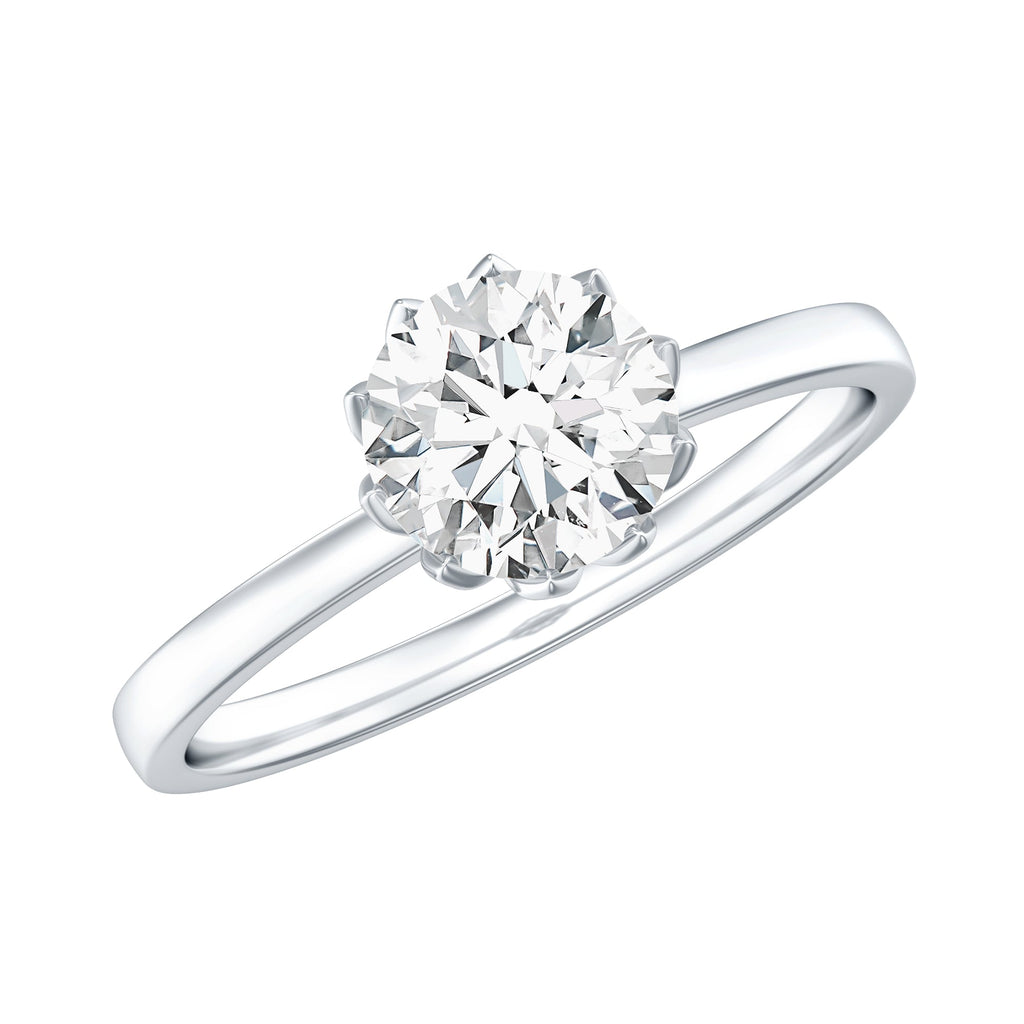 0.9 Carat Moissanite Solitaire Ring in Lotus Basket Setting