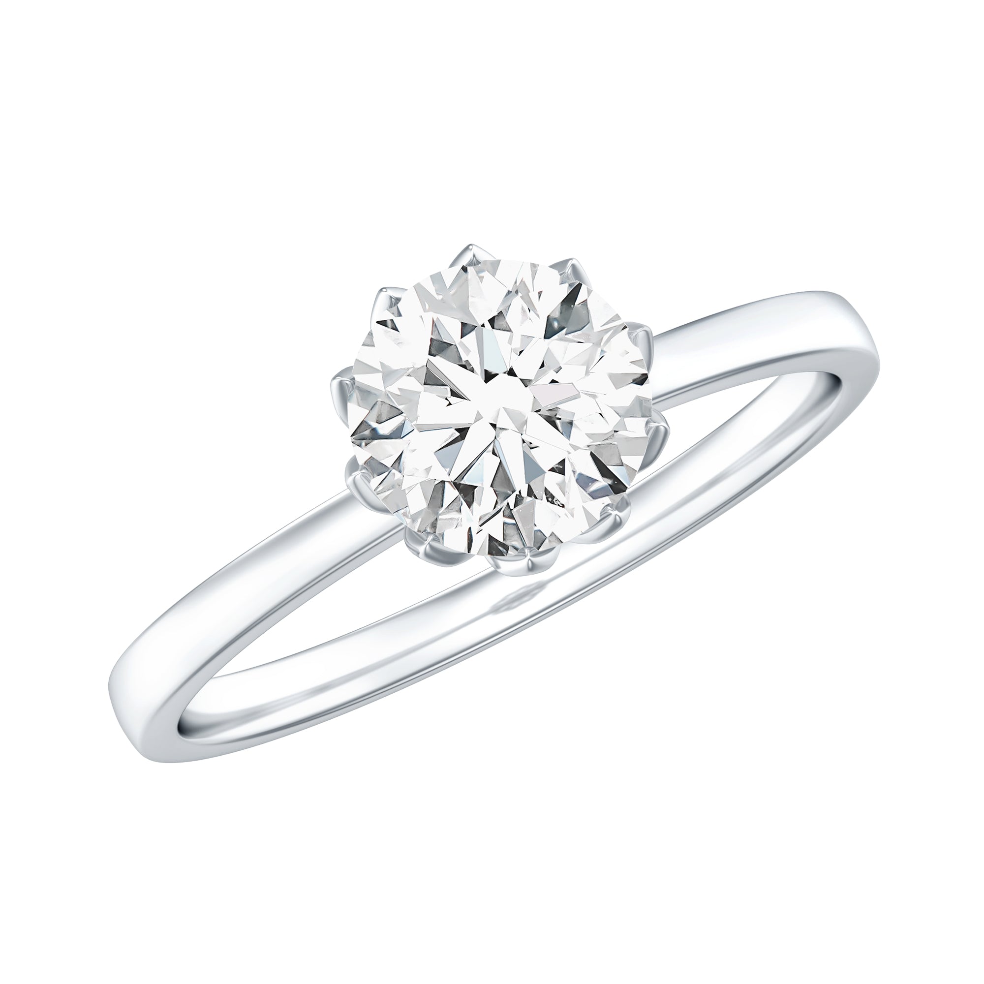 0.9 Carat Moissanite Solitaire Ring in Lotus Basket Setting