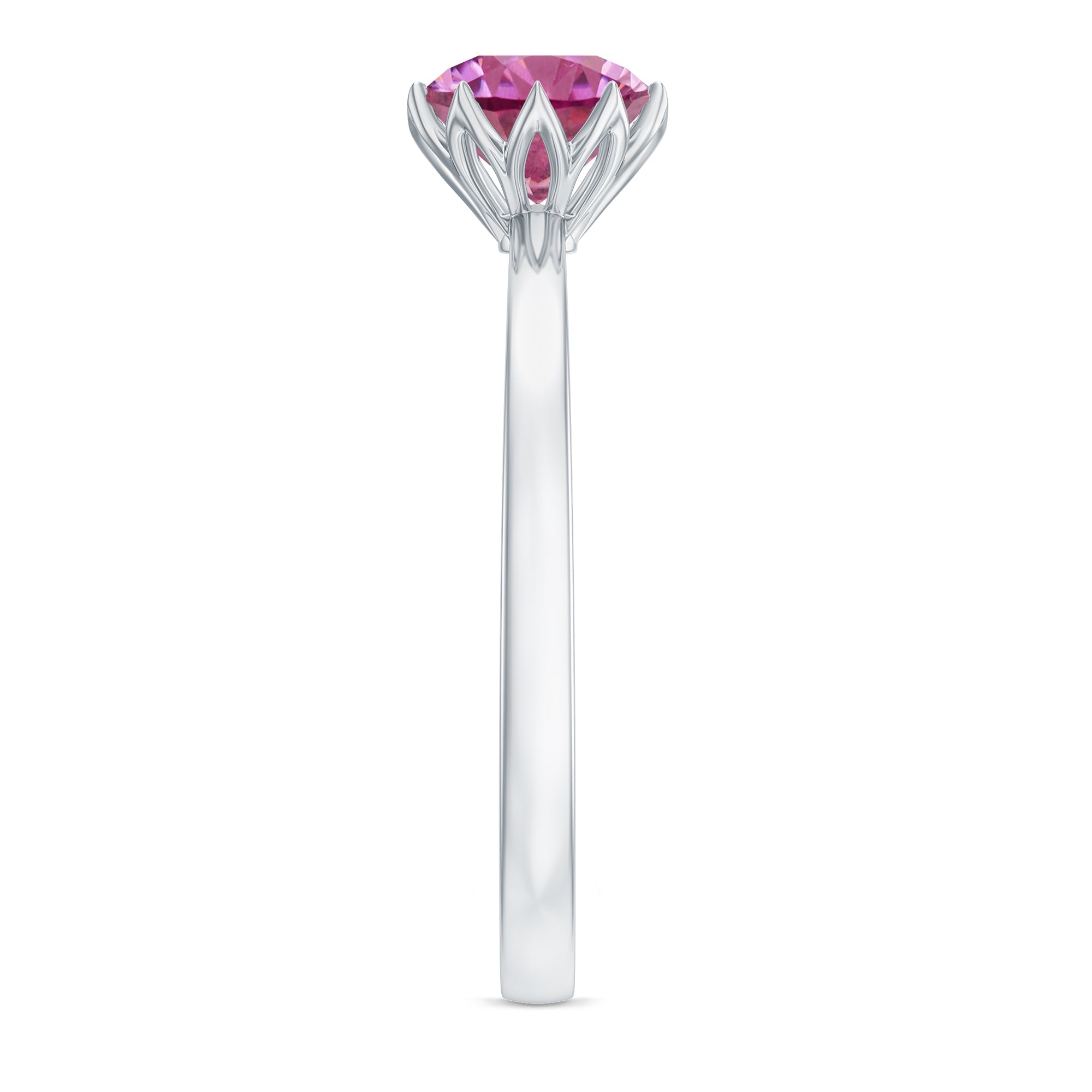 1.2 Carat Natural Pink Tourmaline Solitaire Ring in Lotus Basket Setting