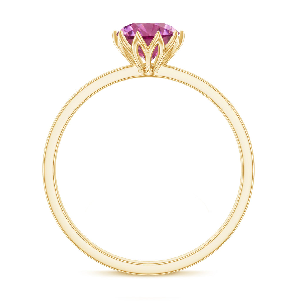 1.2 Carat Natural Pink Tourmaline Solitaire Ring in Lotus Basket Setting