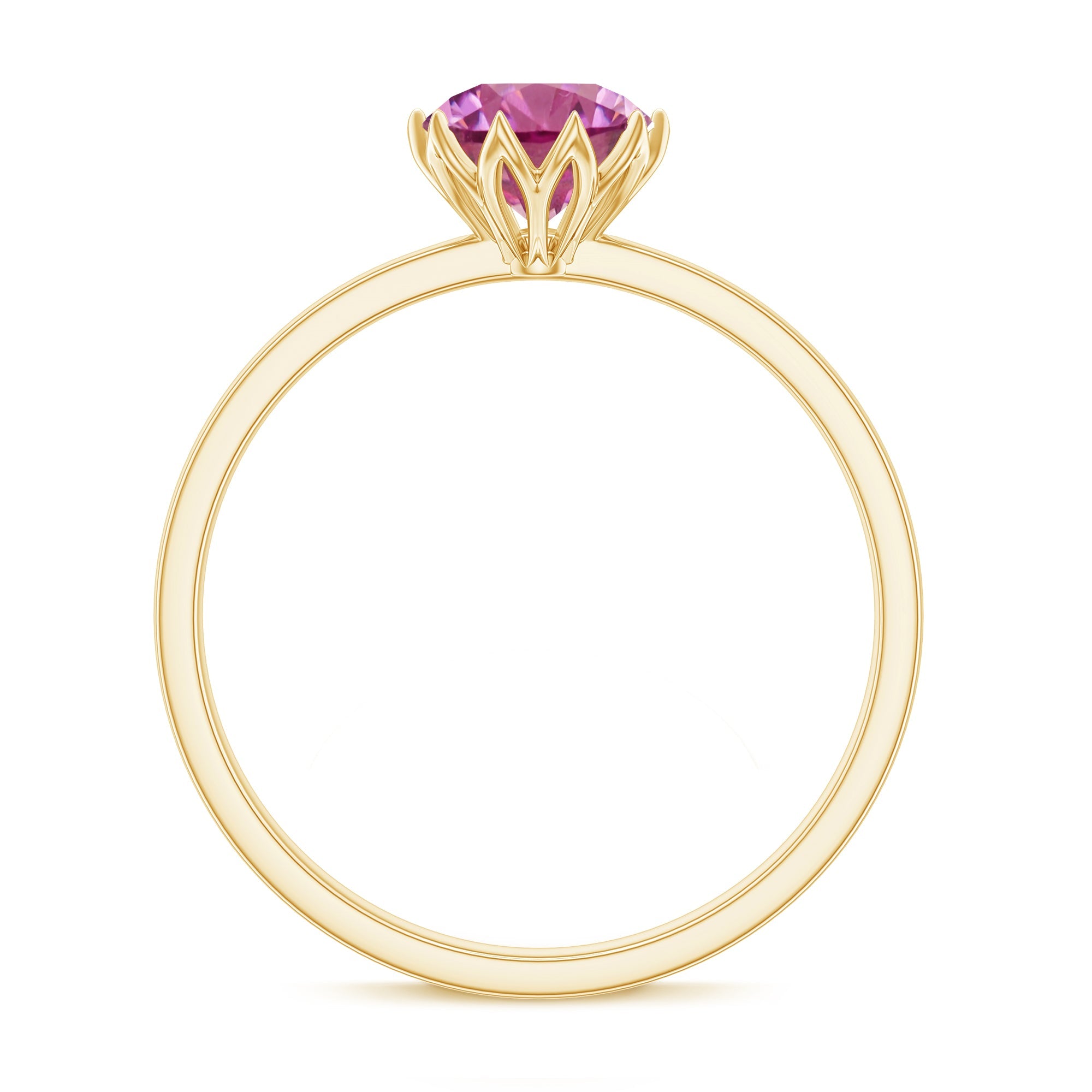 1.2 Carat Natural Pink Tourmaline Solitaire Ring in Lotus Basket Setting