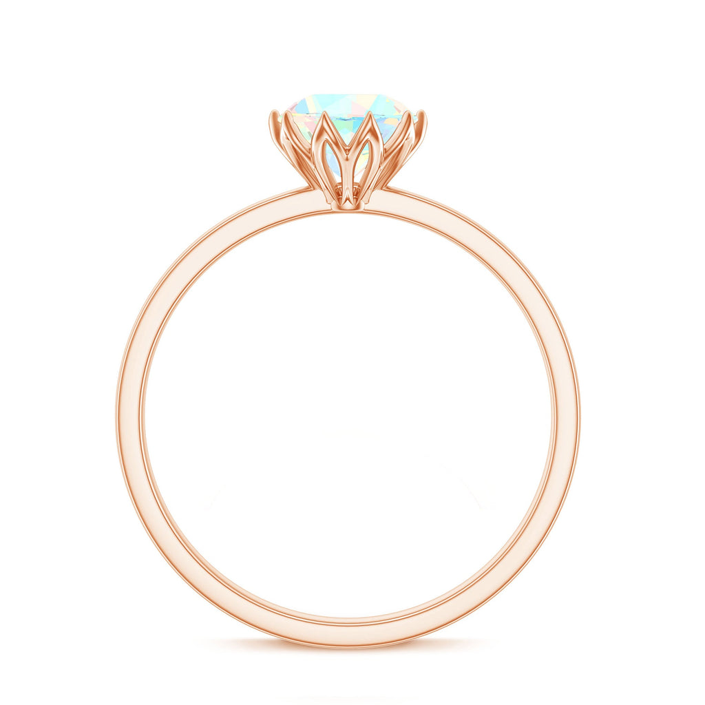 Natural 2 Cart Ethiopian Opal Engagement Ring in Lotus Basket Setting