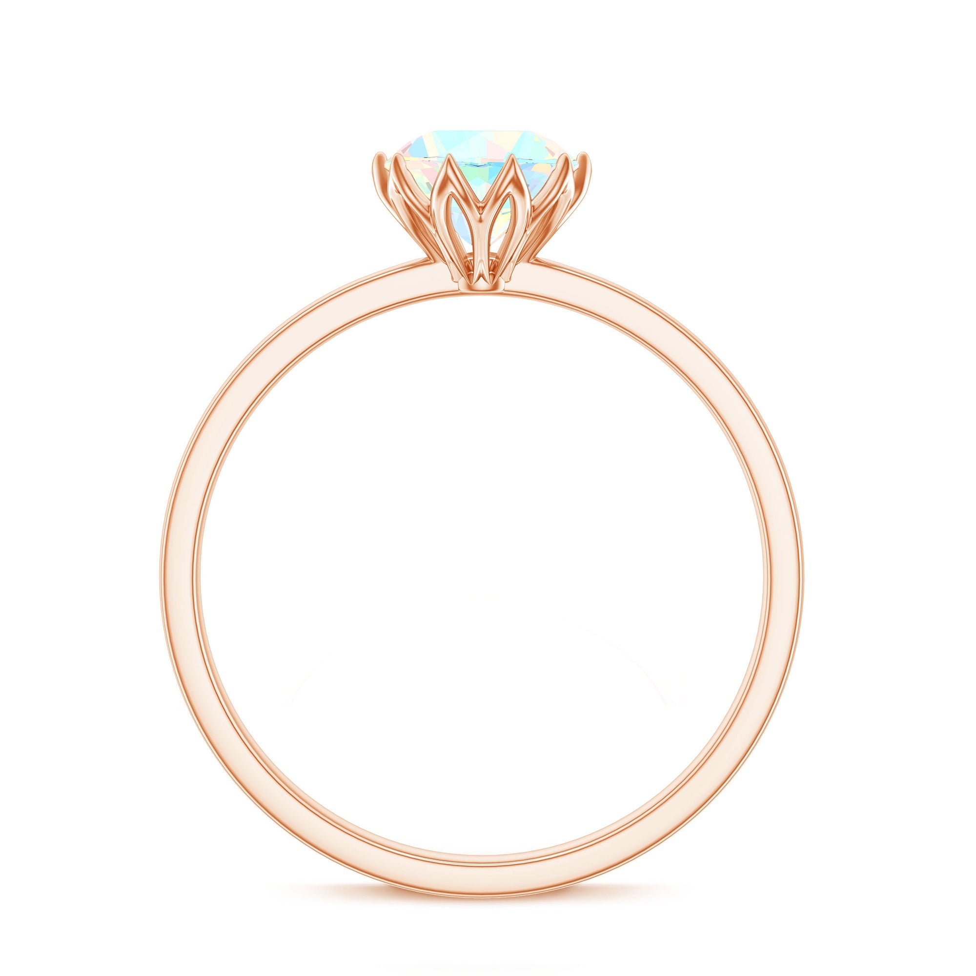 Natural 2 Cart Ethiopian Opal Engagement Ring in Lotus Basket Setting