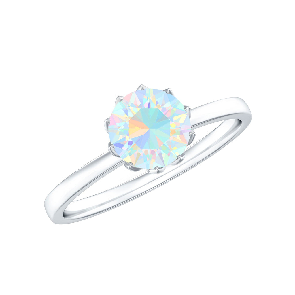 Natural 2 Cart Ethiopian Opal Engagement Ring in Lotus Basket Setting