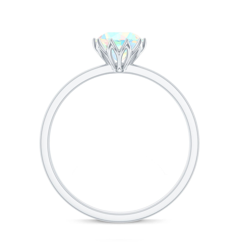 Natural 2 Cart Ethiopian Opal Engagement Ring in Lotus Basket Setting