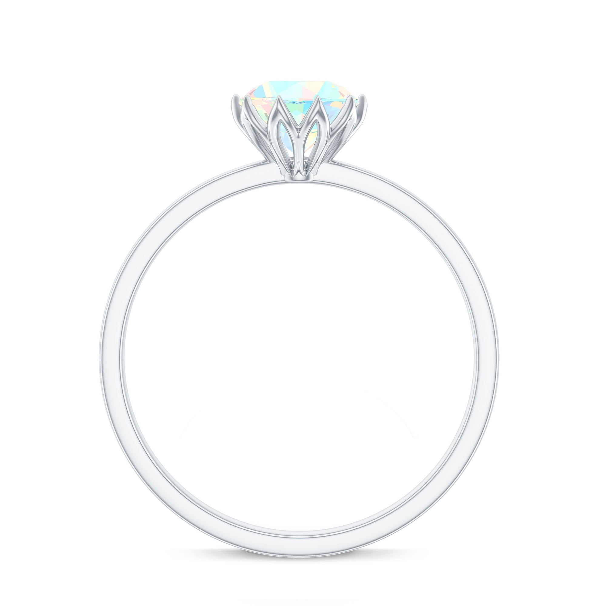 Natural 2 Cart Ethiopian Opal Engagement Ring in Lotus Basket Setting